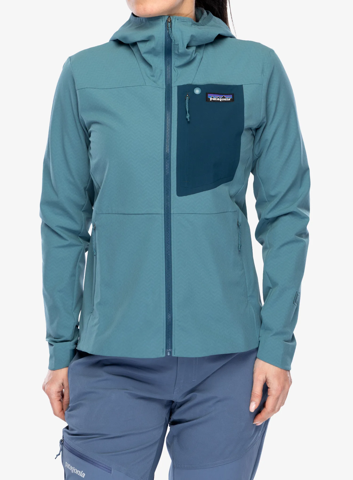 Ženska jakna Patagonia R1 CrossStrata Hoody - wetland blue