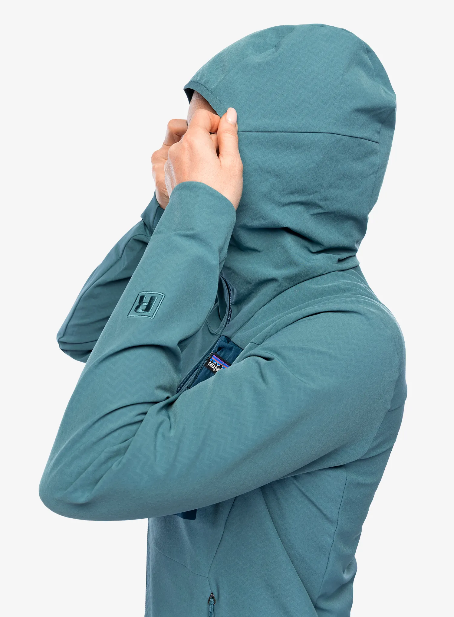 Ženska jakna Patagonia R1 CrossStrata Hoody - wetland blue