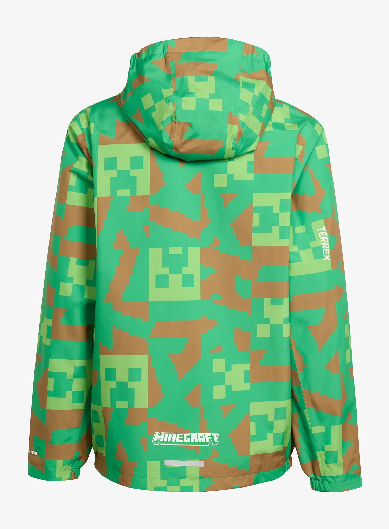 Otroška jakna adidas TERREX Minecraft Climaproof Rain Jacket - green/brown desert/luc lime