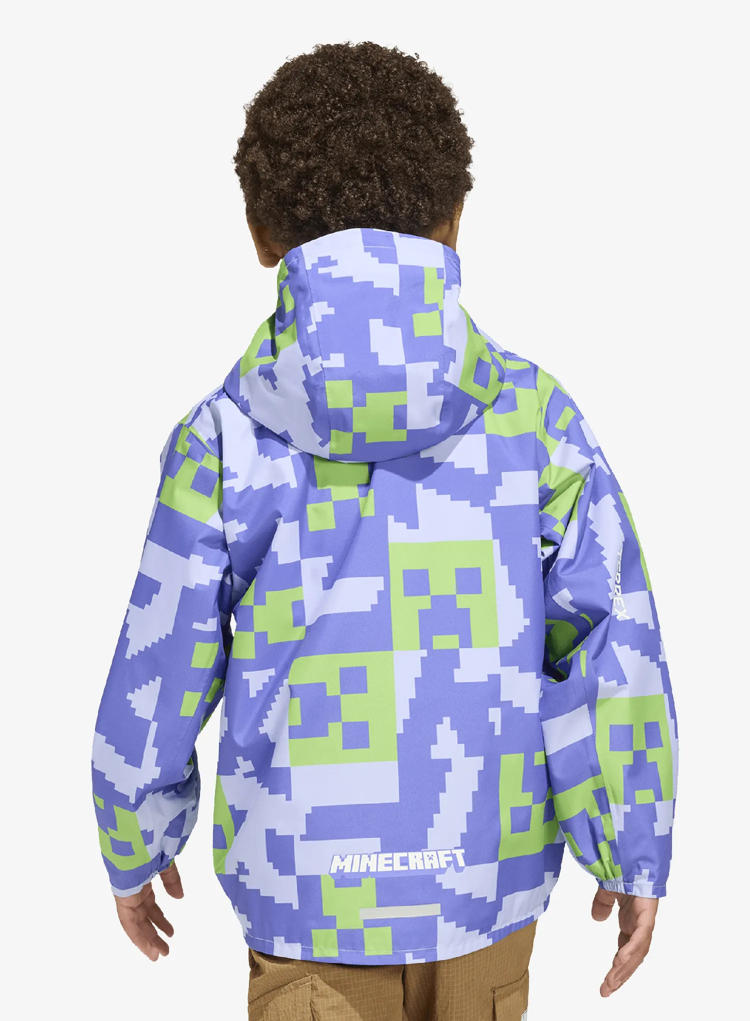 Otroška jakna adidas TERREX Minecraft Climaproof Rain Jacket - violet to/cobalt blue/luc lime