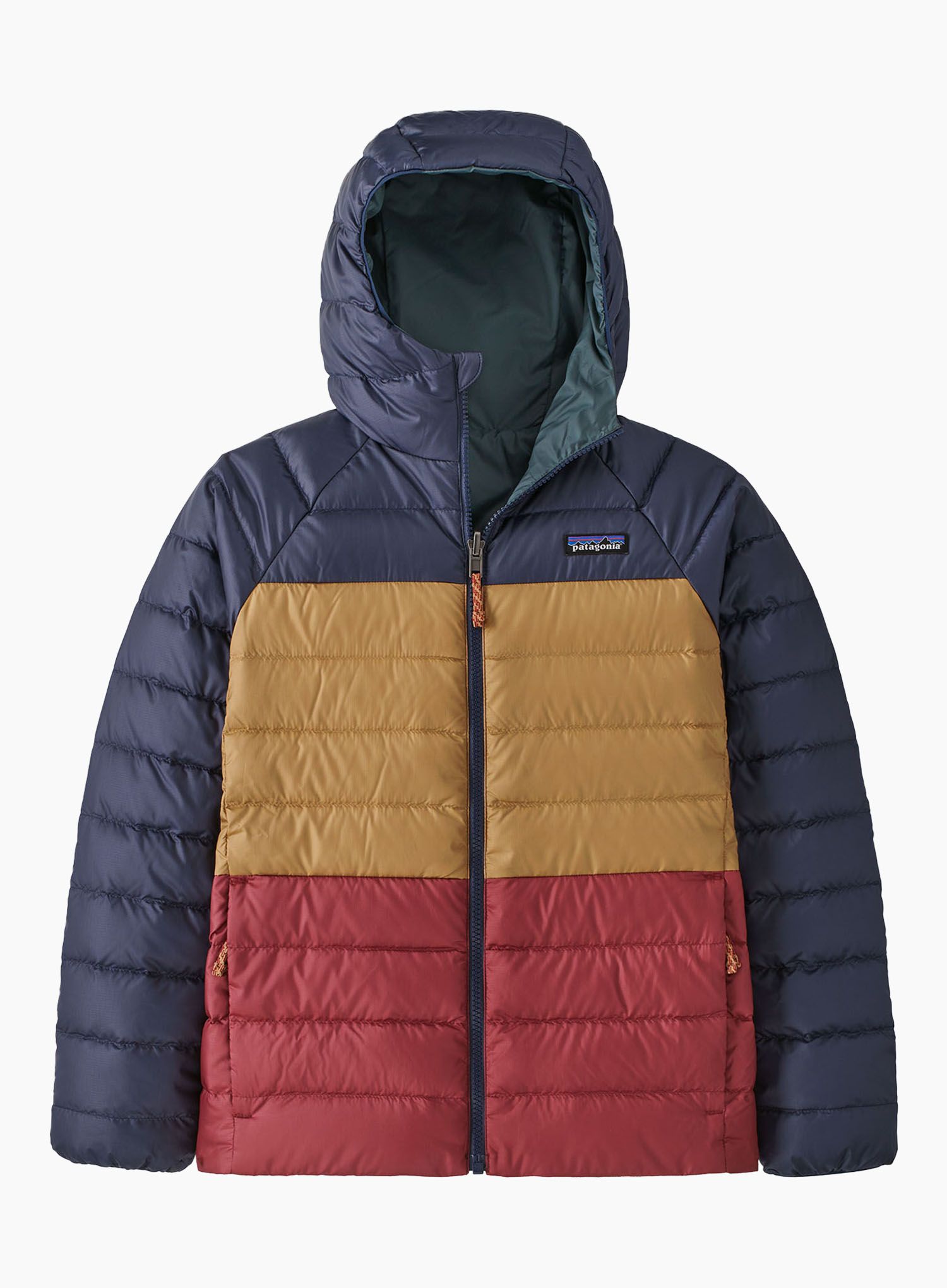 Otroška jakna Patagonia Reversible Down Sweater Hoody - nouveau green
