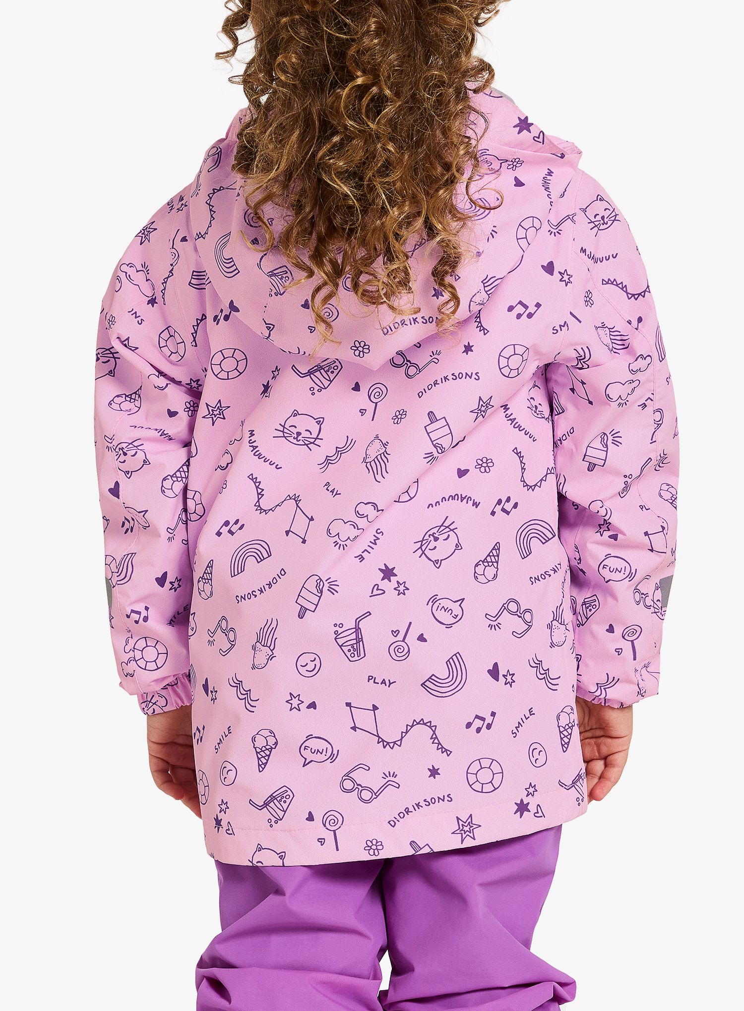 Dekliška jakna Didriksons Norma Print Jacket 3 - doodle orchid pink