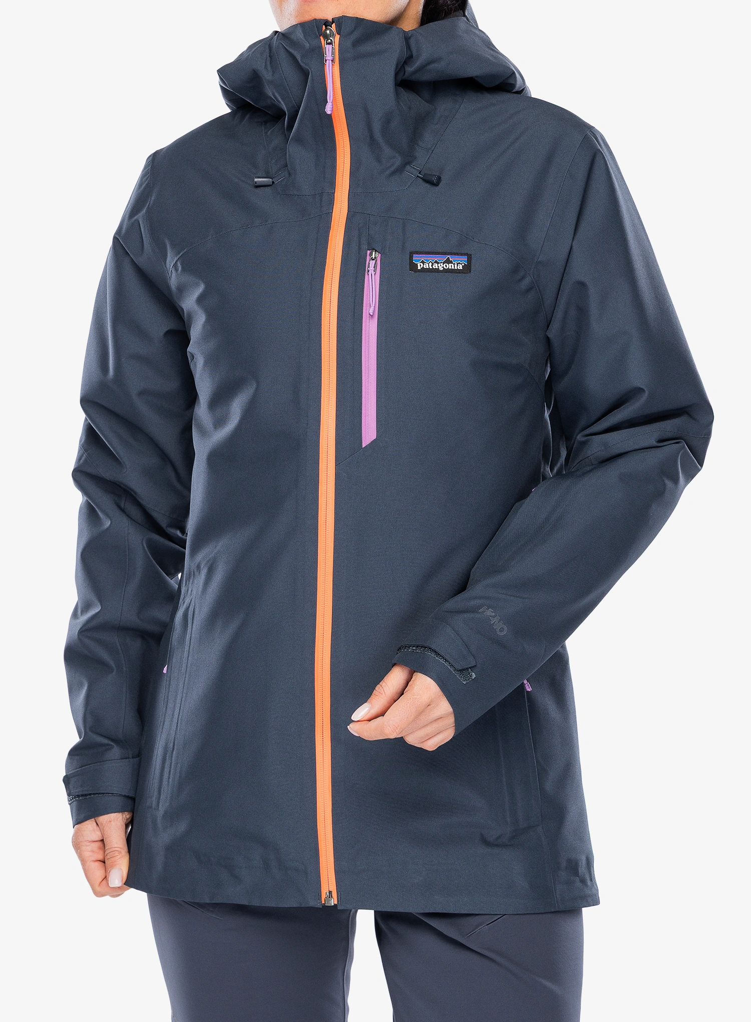 Ženska smučarska jakna Patagonia Insulated Powder Town Jacket - smolder blue/orange peel