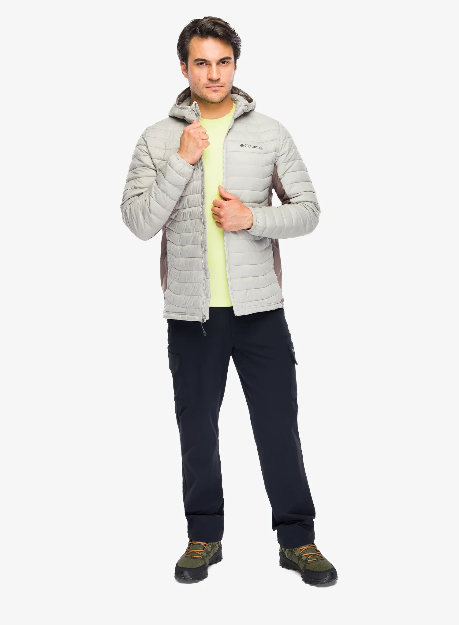 Sintetična jakna Columbia Powder Pass Hybrid Hooded Jacket - flint grey/iron