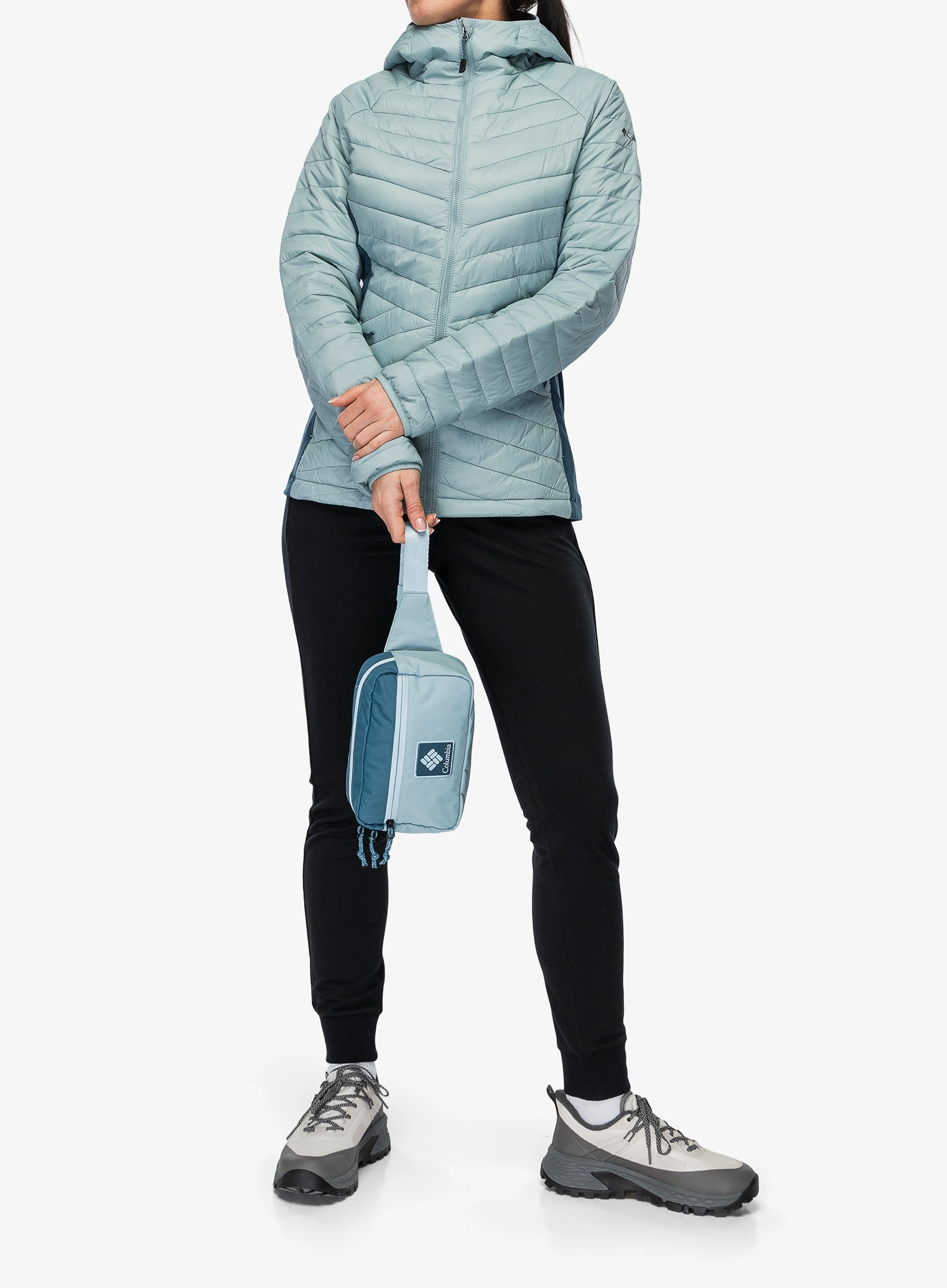 Ženska sintetična jakna Columbia Powder Pass III Hybrid Hooded Jkt - crushed blue/everblue