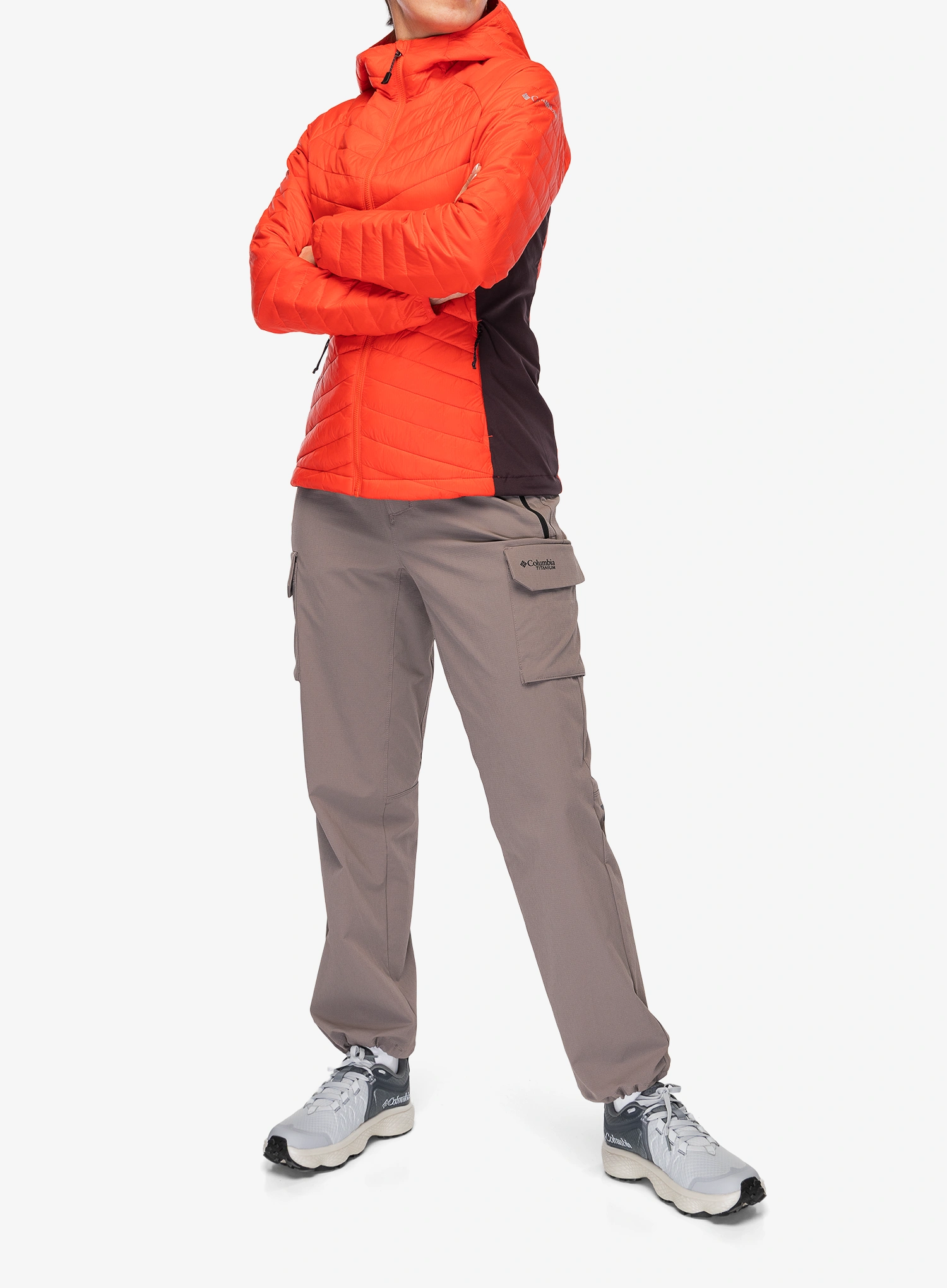 Ženska sintetična jakna Columbia Powder Pass III Hybrid Hooded Jkt - poppy red/moonvista