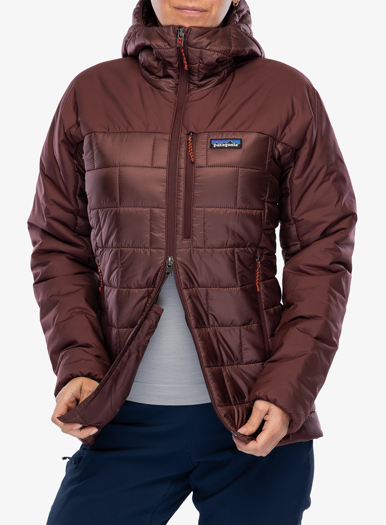 Ženska sintetična jakna Patagonia Hi-Loft Nano Puff Hoody - dark ruby