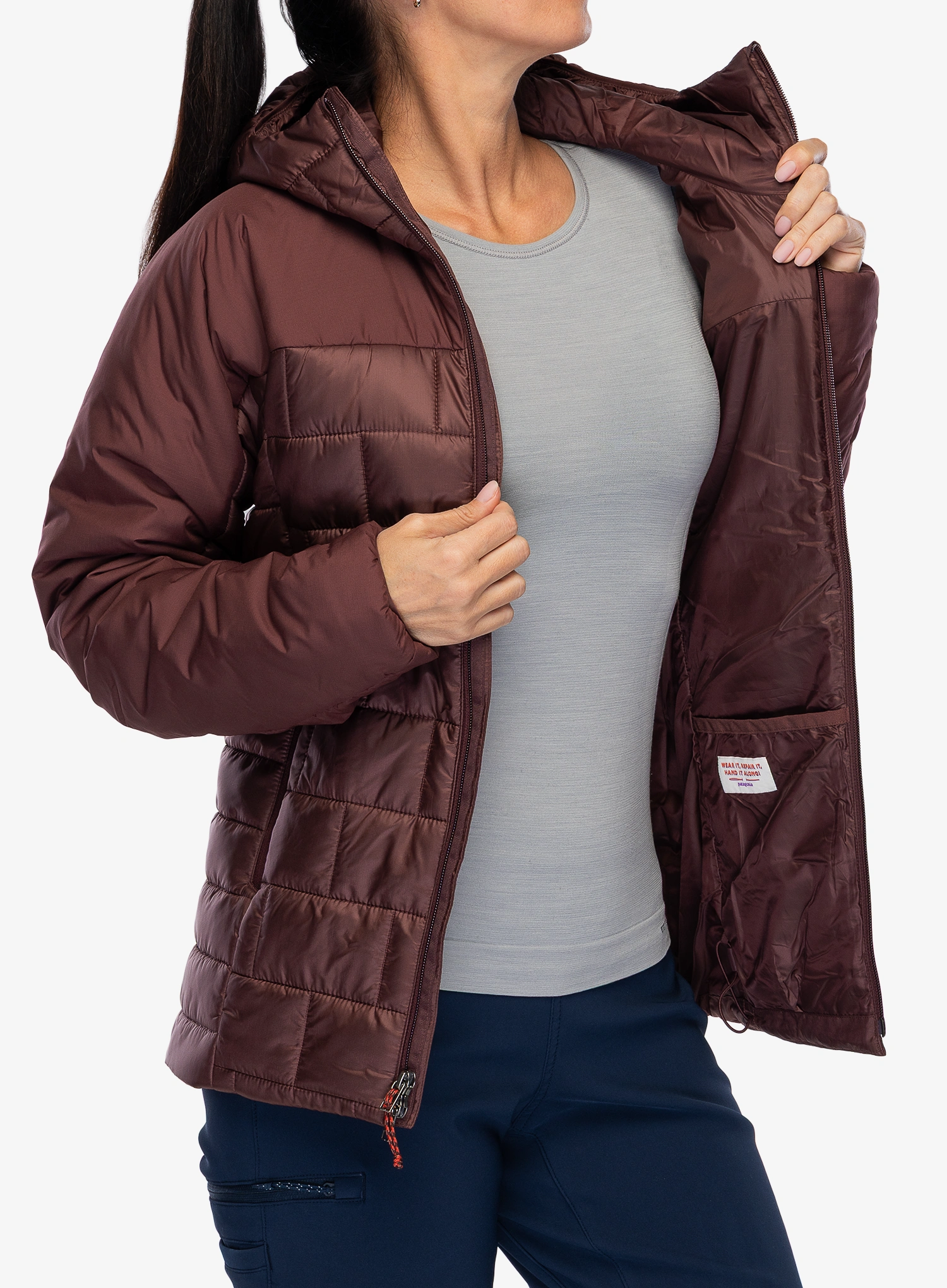 Ženska sintetična jakna Patagonia Hi-Loft Nano Puff Hoody - dark ruby