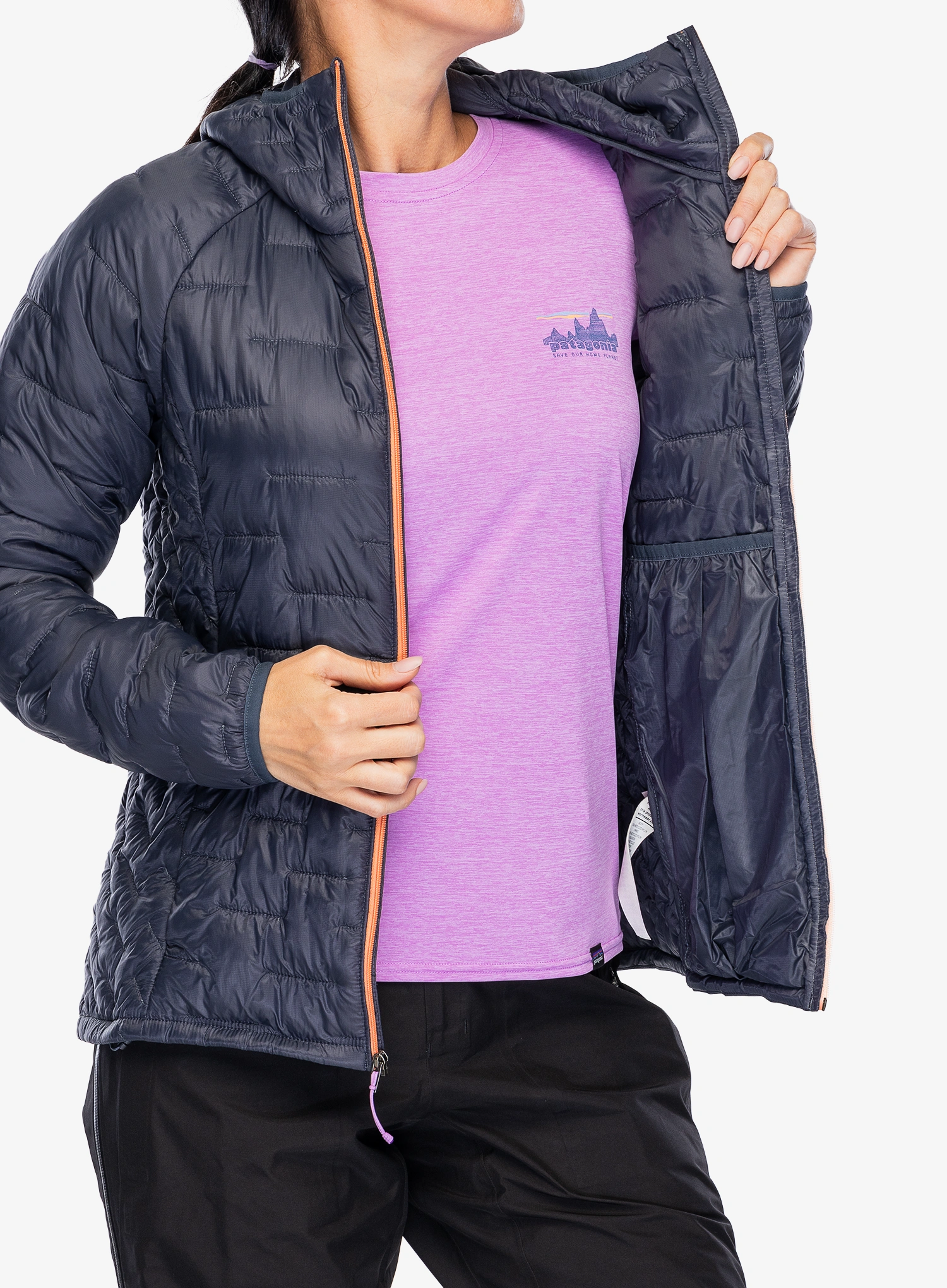 Ženska sintetična jakna Patagonia Micro Puff Hoody - smolder blue/p6 blue