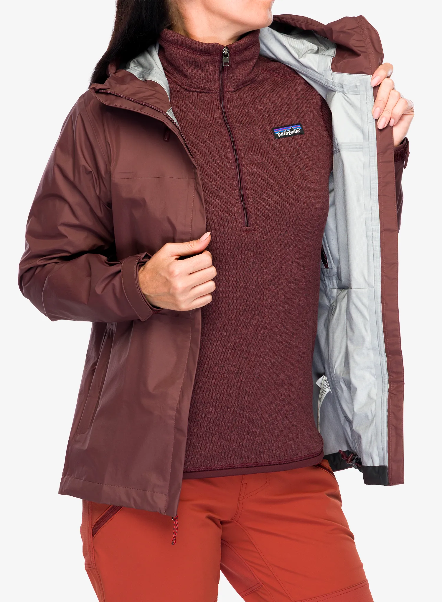 Ženska nepremočljiva jakna Patagonia Torrentshell 3L Jacket - dark ruby