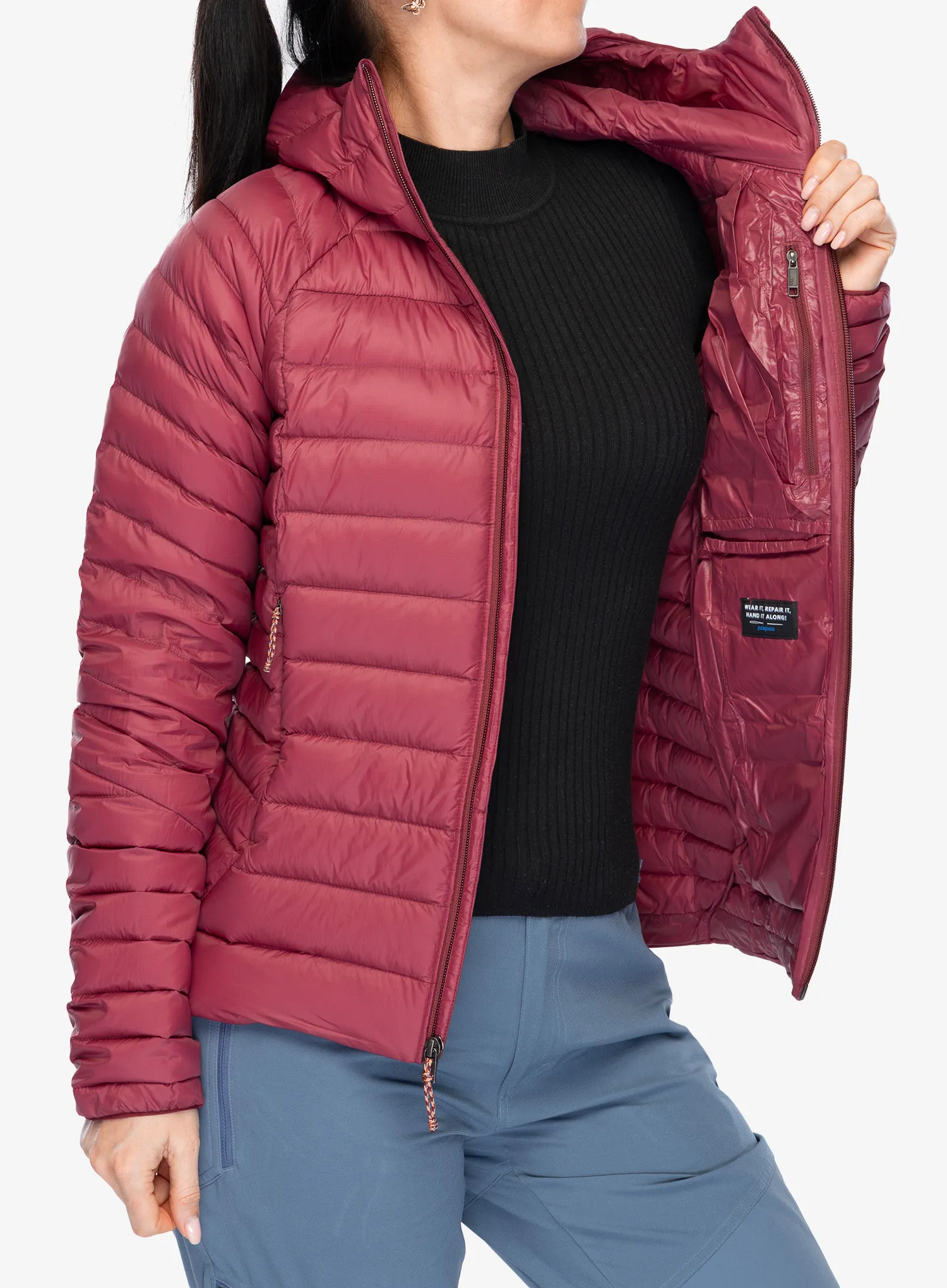 Ženska puhovka Patagonia Down Sweater Hoody - marion red