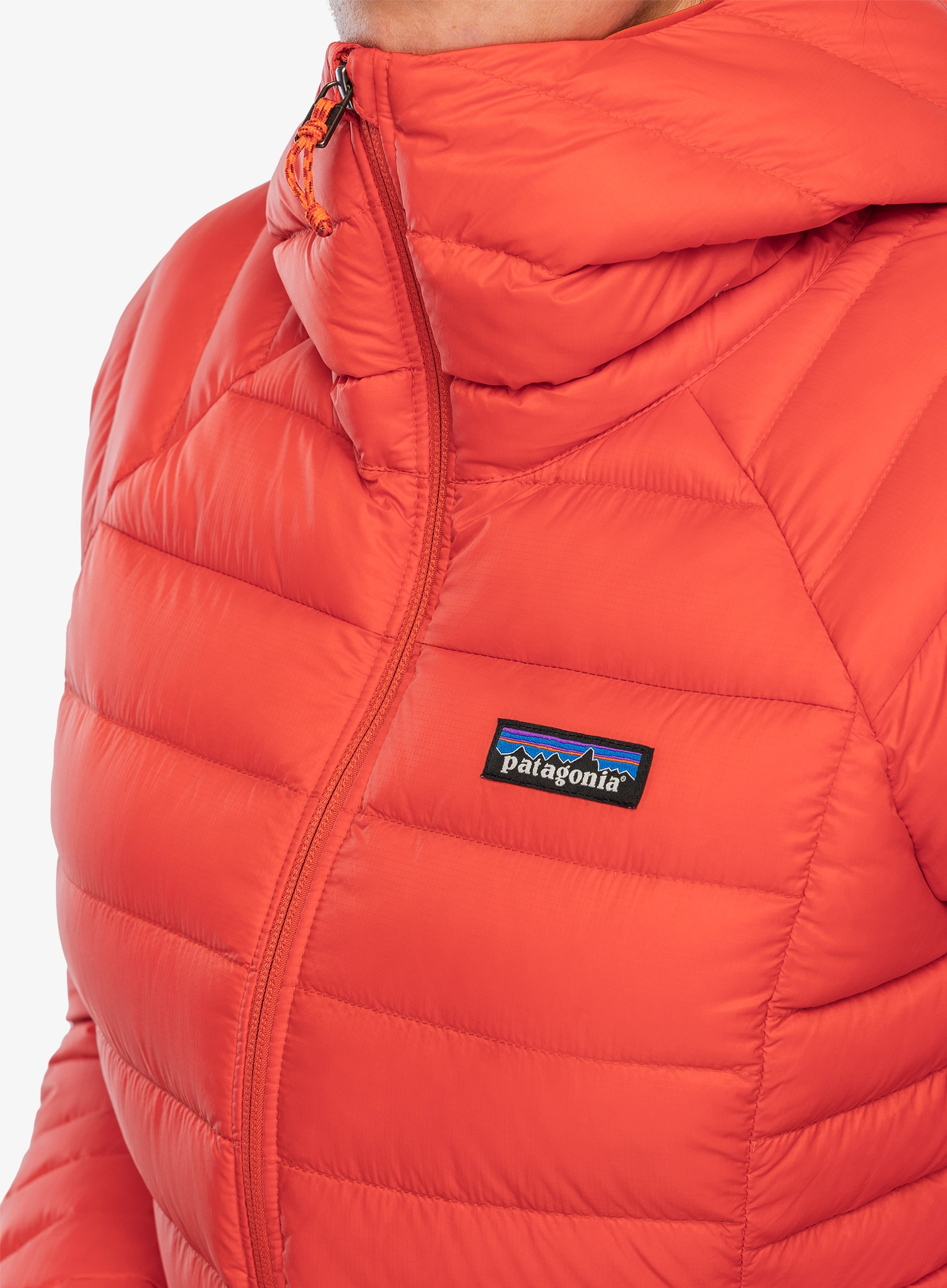 Ženska puhovka Patagonia Down Sweater Hoody - sizzle red