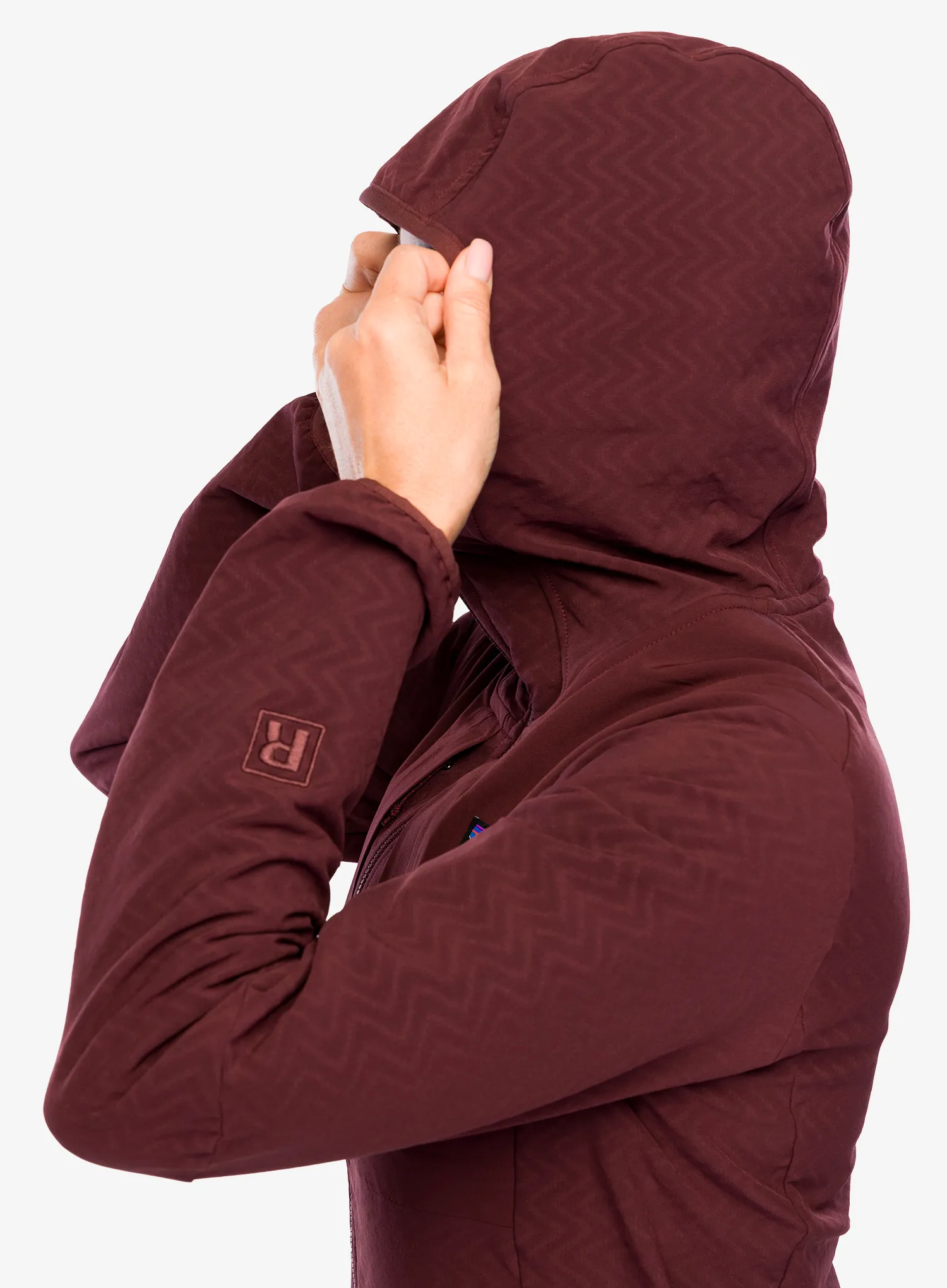 Ženska softshell jakna Patagonia R2 CrossStrata Hoody - dark ruby