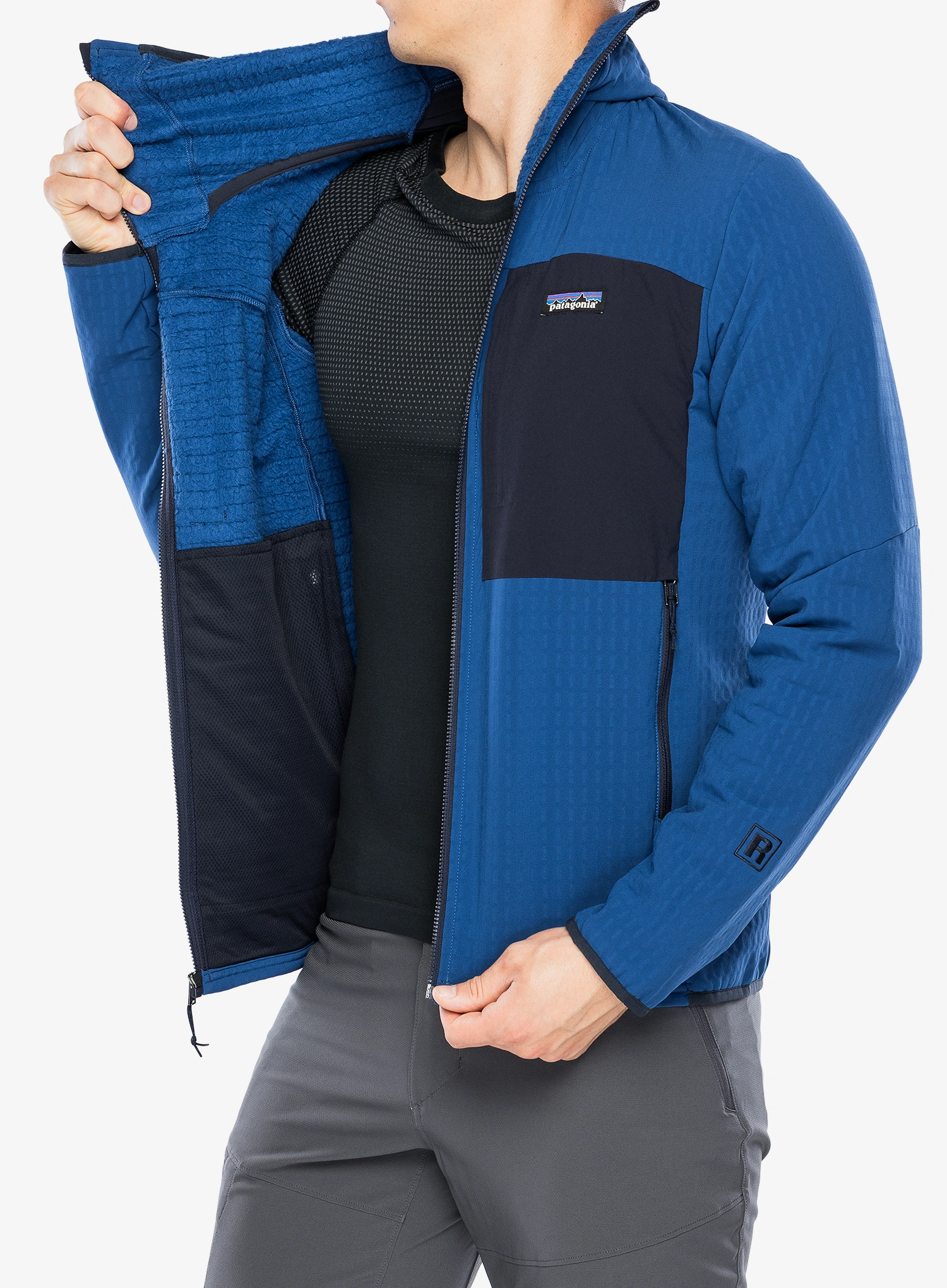 Softshell jakna Patagonia R2 TechFace Hoody - clement blue