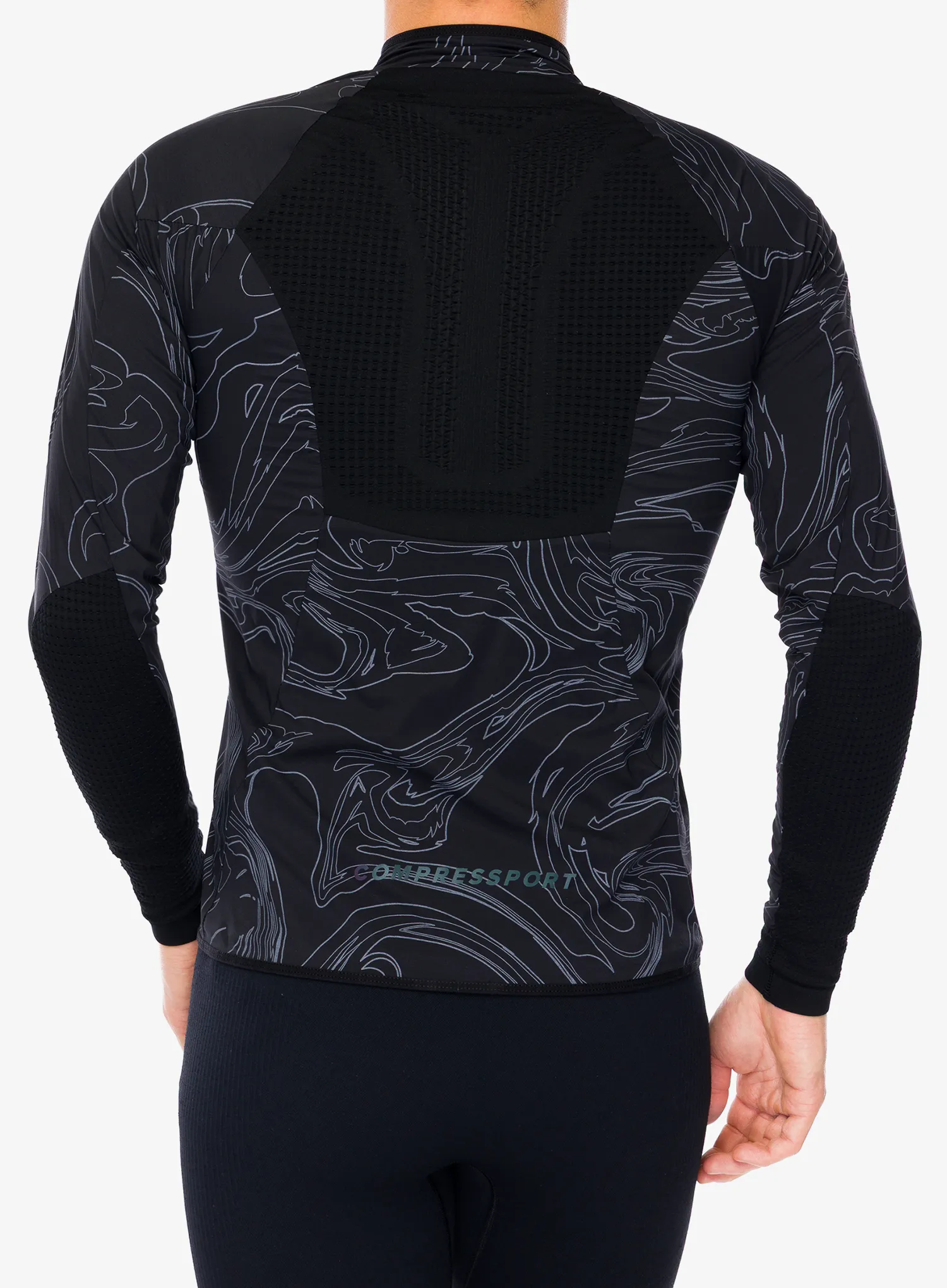 Vetrovka Compressport Hurricane Windproof Jacket - black/aurora