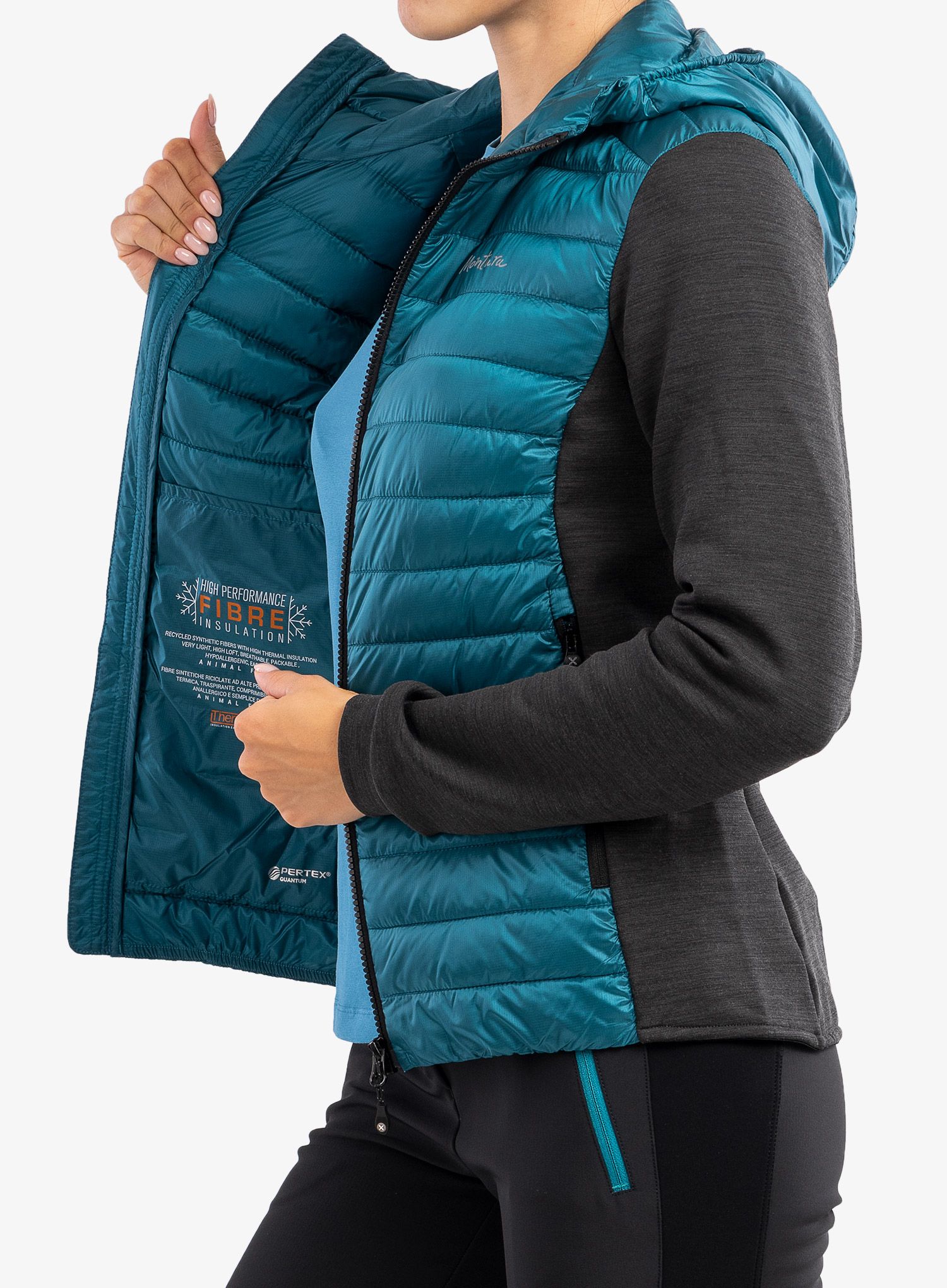 Ženska jakna Montura Wool Essential Hoody Jacket - baltic