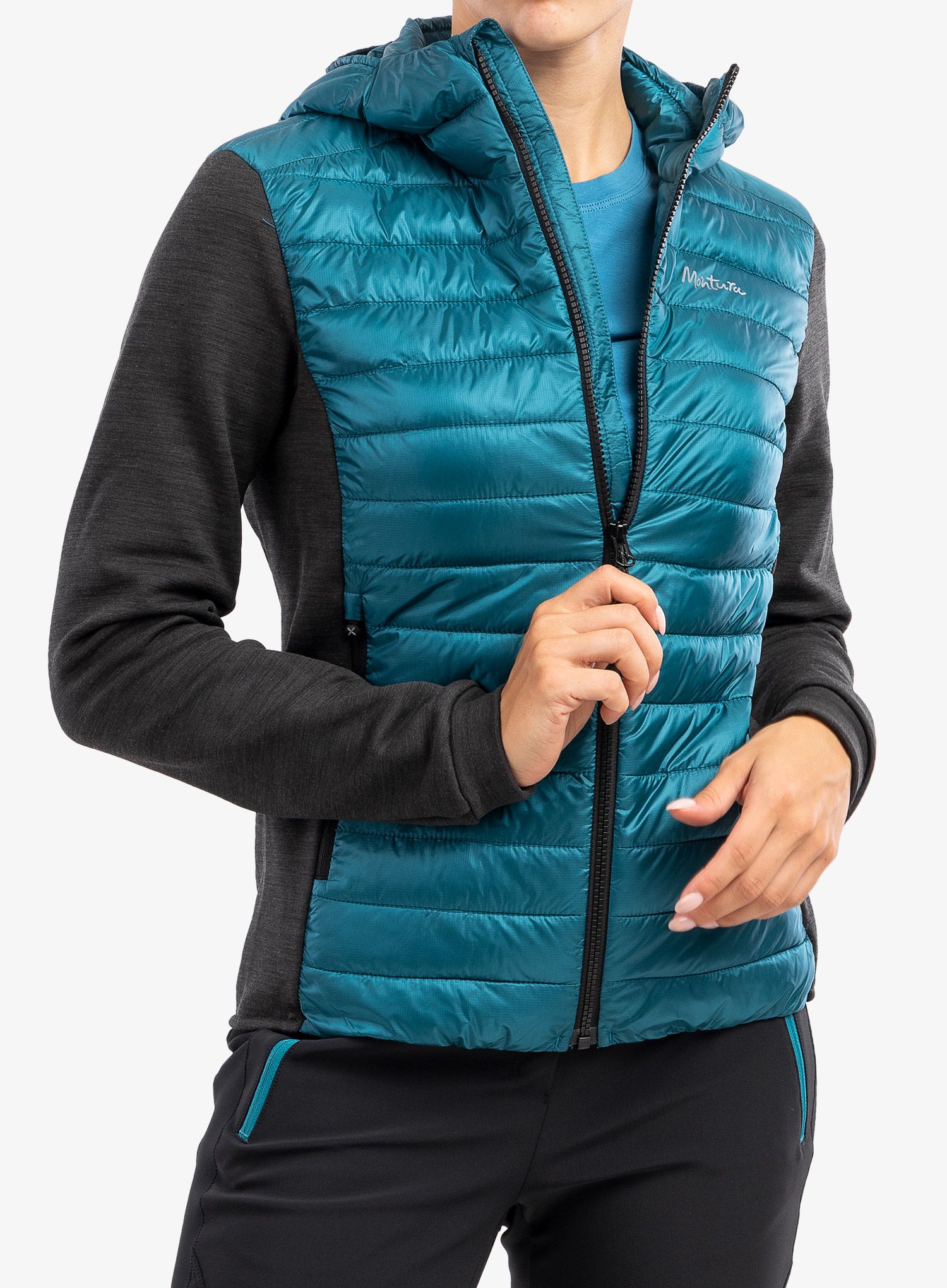 Ženska jakna Montura Wool Essential Hoody Jacket - baltic