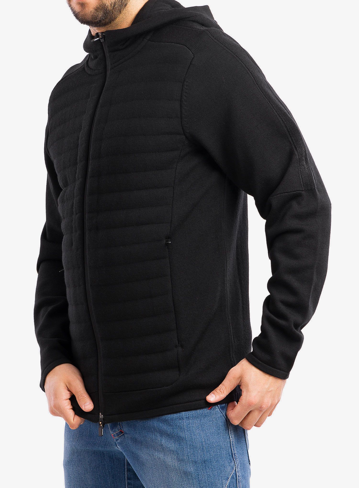 Hibridna jakna Icebreaker ZoneKnit LS Zip Hood - black