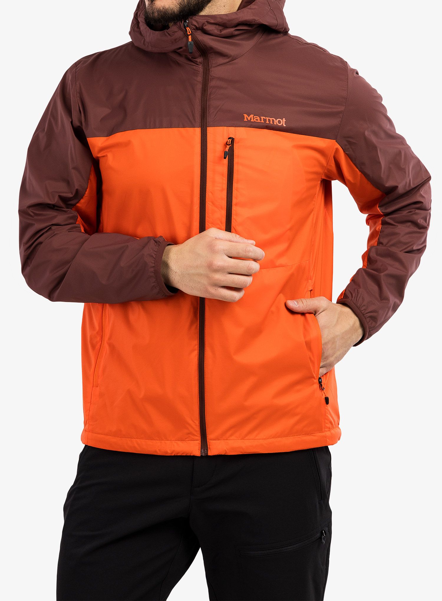 Moška jakna Marmot Ether DriClime Hoody - whiskey brown/red sun