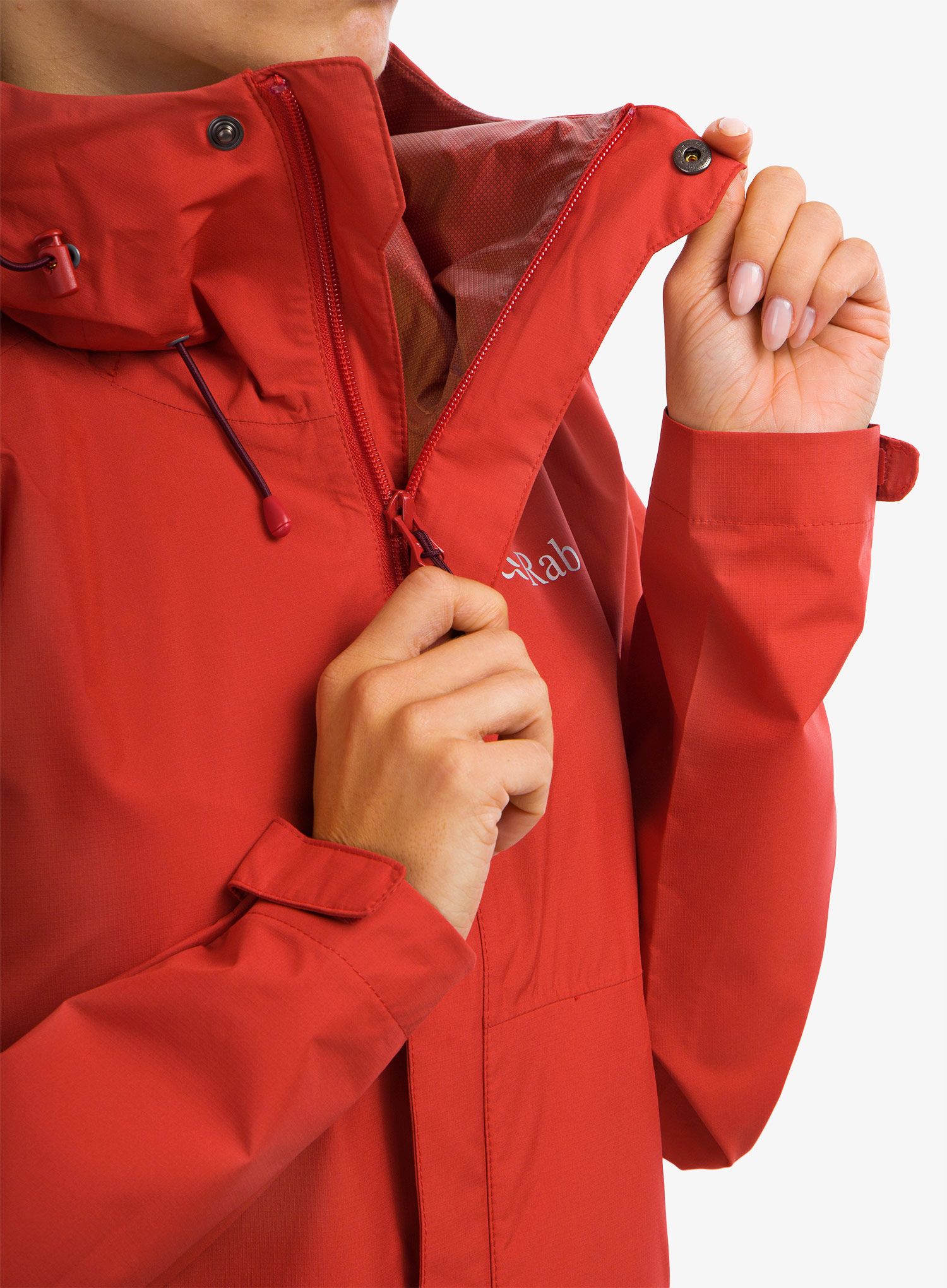 Ženska nepremočljiva jakna Rab Downpour Eco Jacket - ascent red