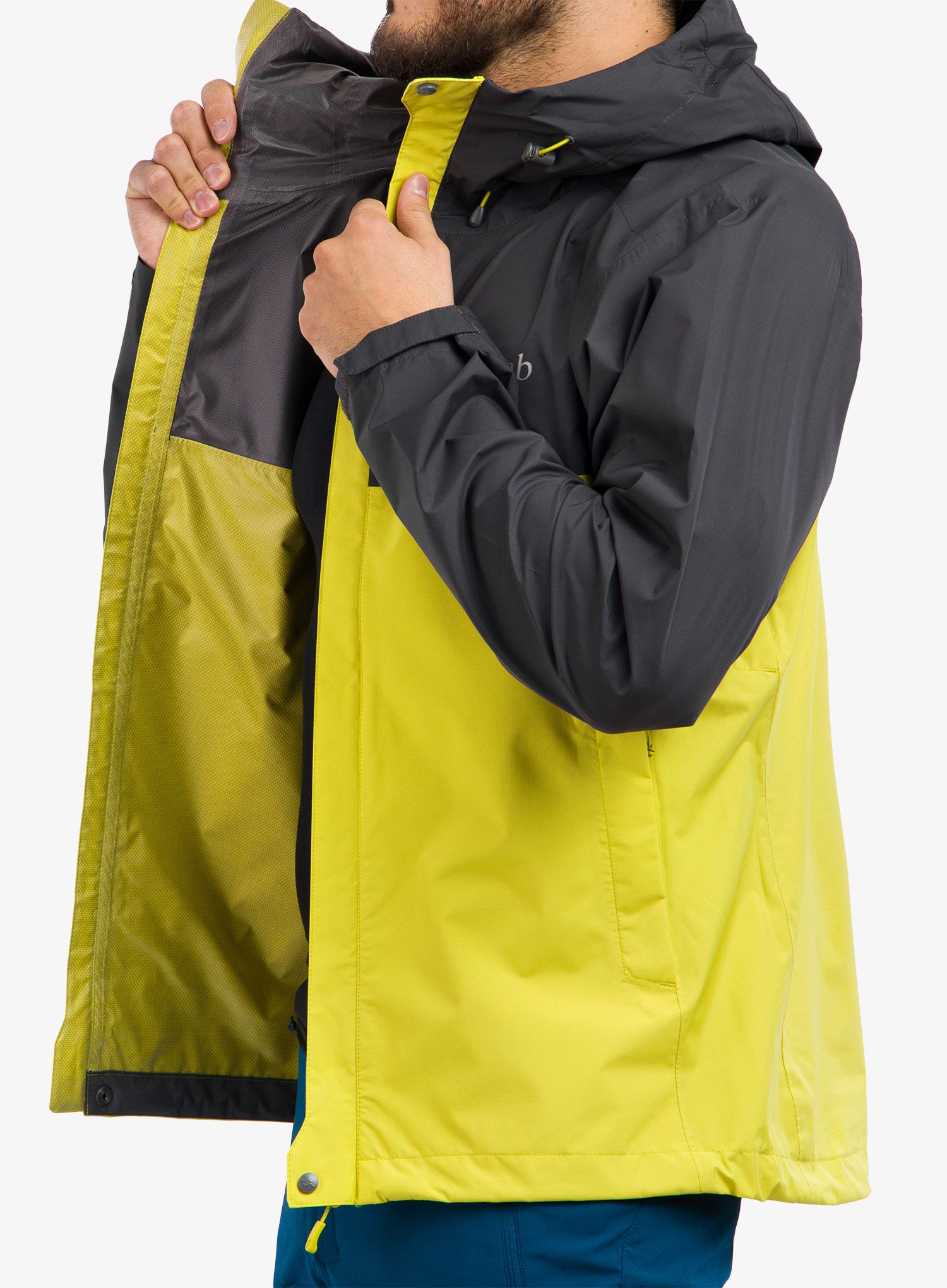 Nepremočljiva jakna Rab Downpour Eco Jacket - graphene/zest