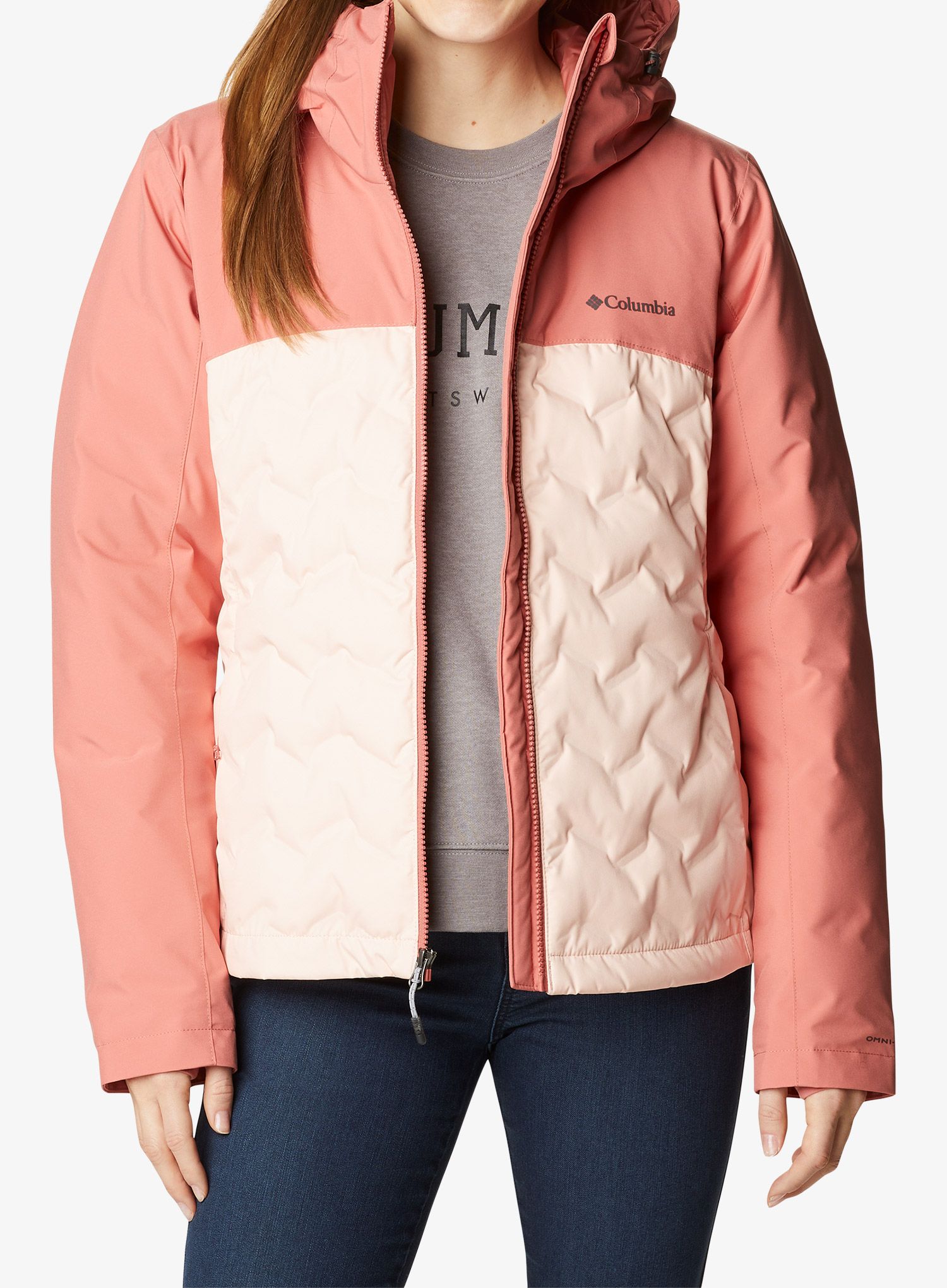Ženska puhovka Columbia Grand Trek II Down Jacket - peach blossom/dark coral