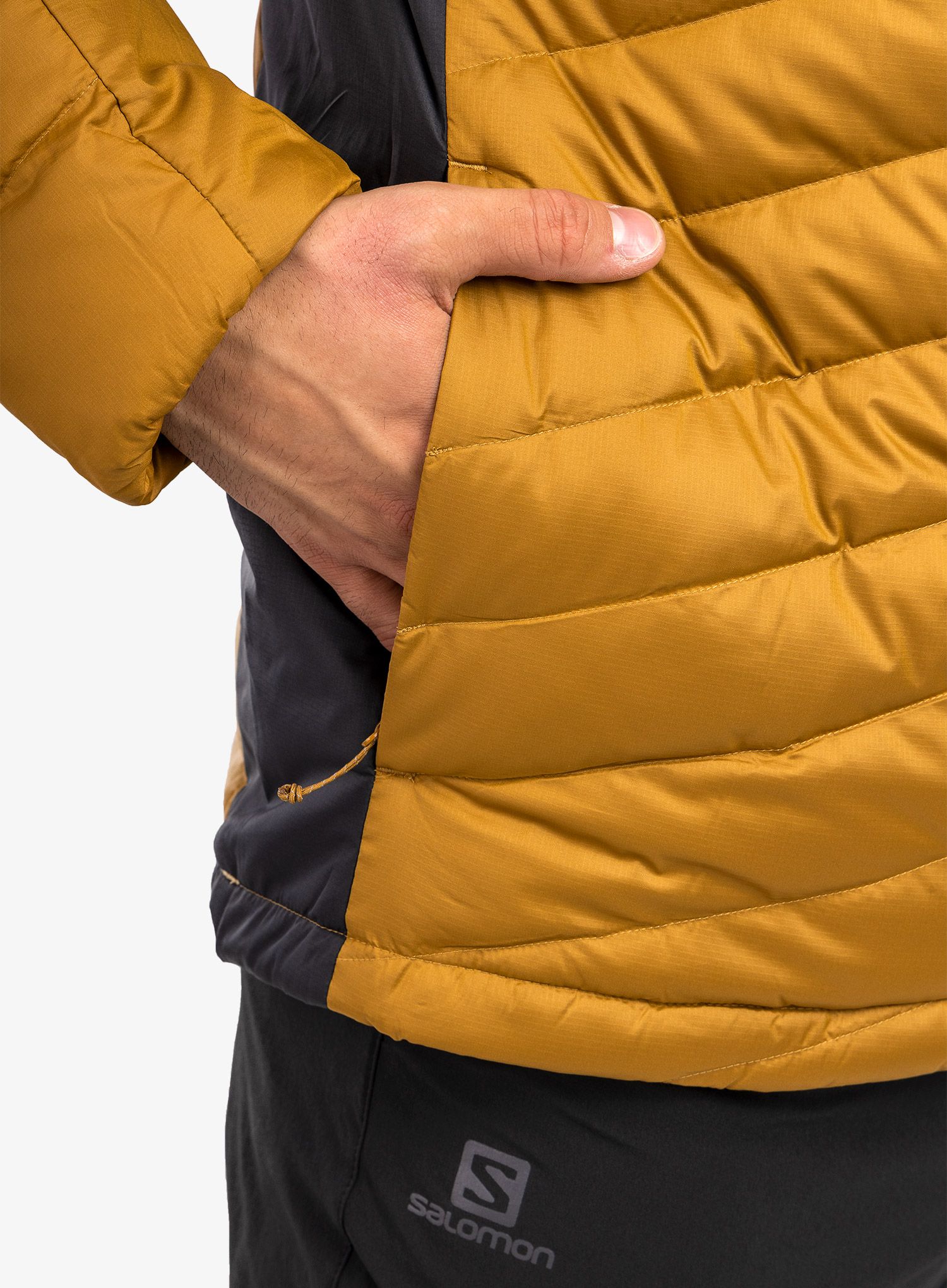 Puhovka Salomon Essential Xwarm Down Hoody - cumin/black