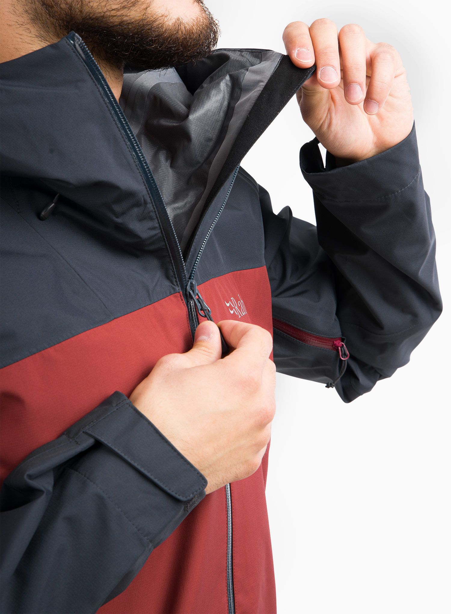 Moška jakna Rab Arc Eco Jacket - beluga/oxblood red
