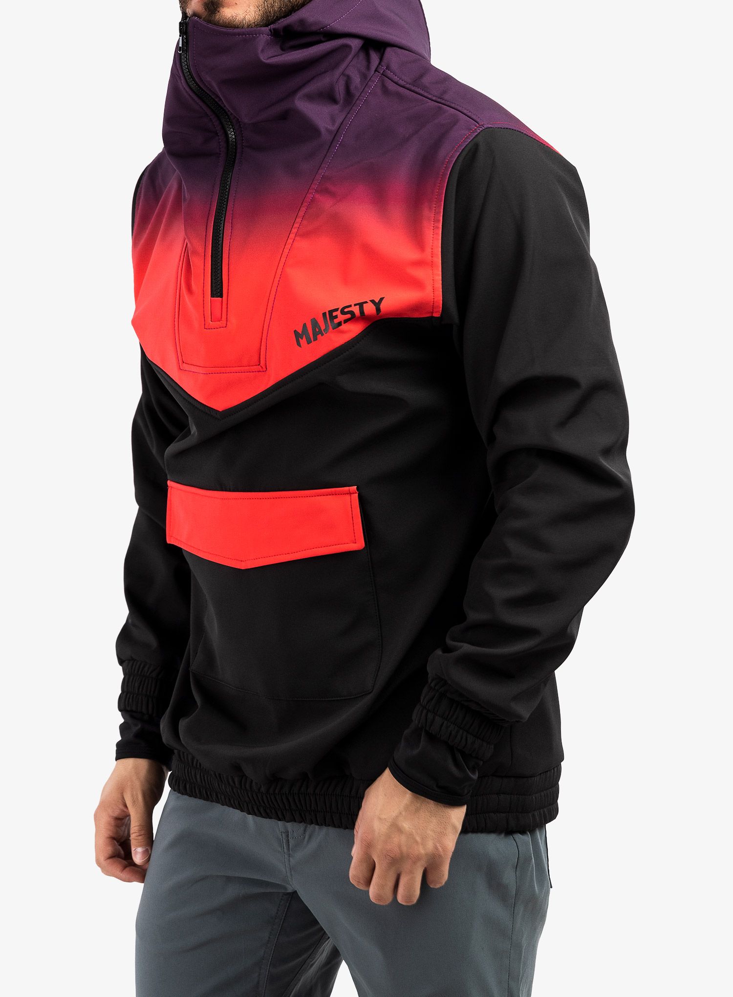 Moška jakna Majesty Anorak Softshell - black/gradient red