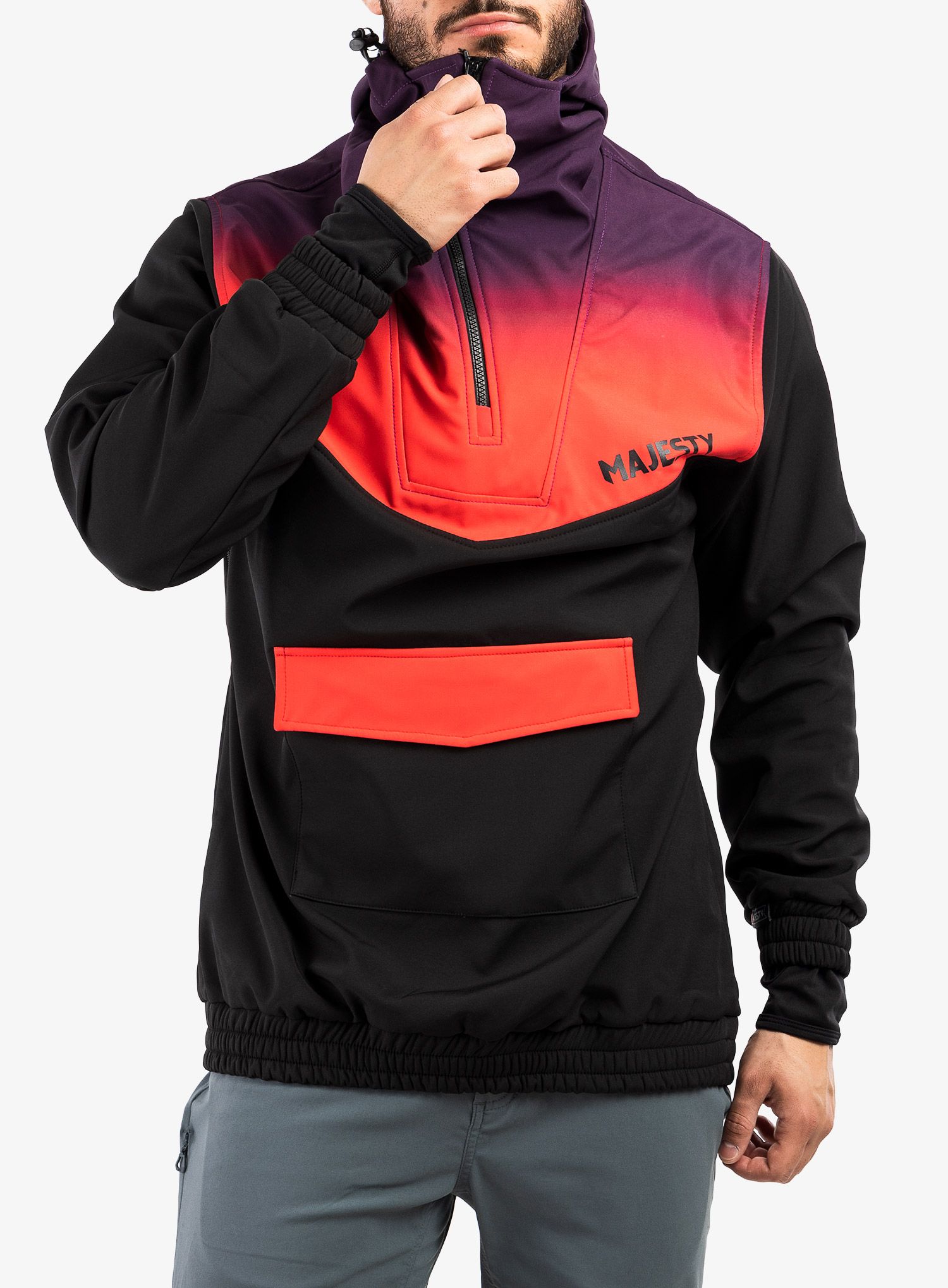 Moška jakna Majesty Anorak Softshell - black/gradient red
