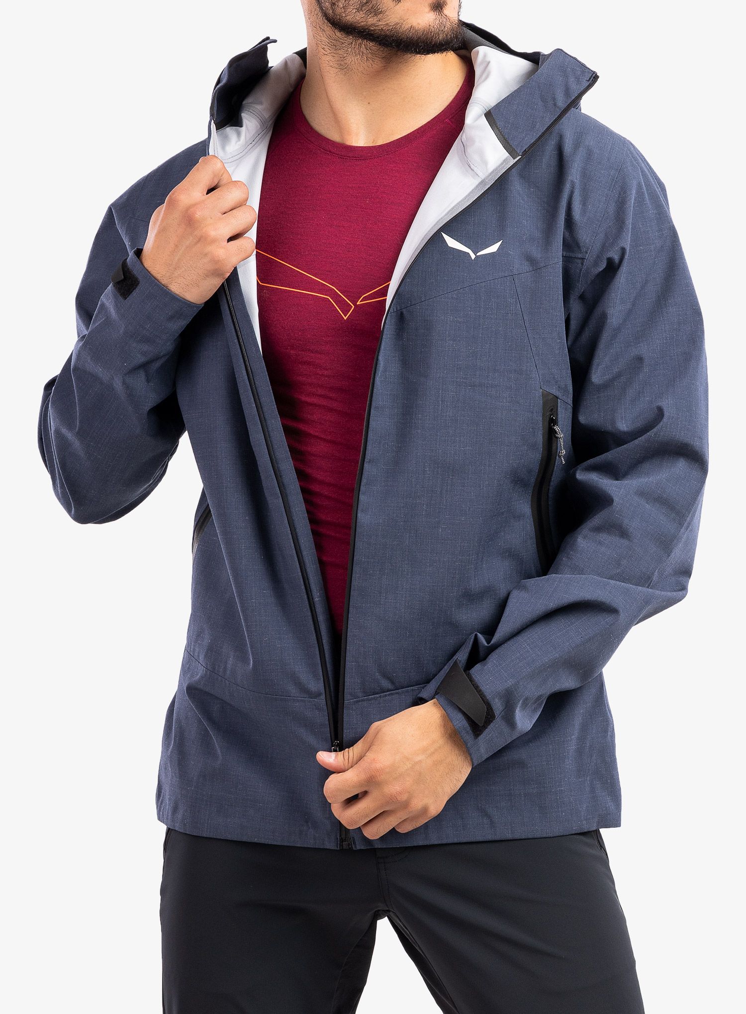 Hardshell jakna Salewa Fanes Wool PTX Jacket - premium navy melange