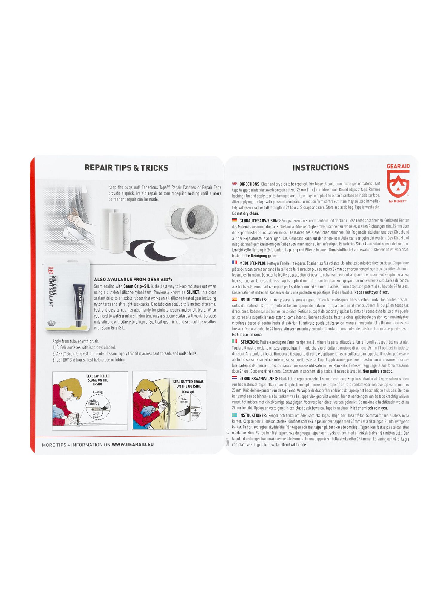 Obliži za šotor Gear Aid Tenacious Tape SilNylon Patches
