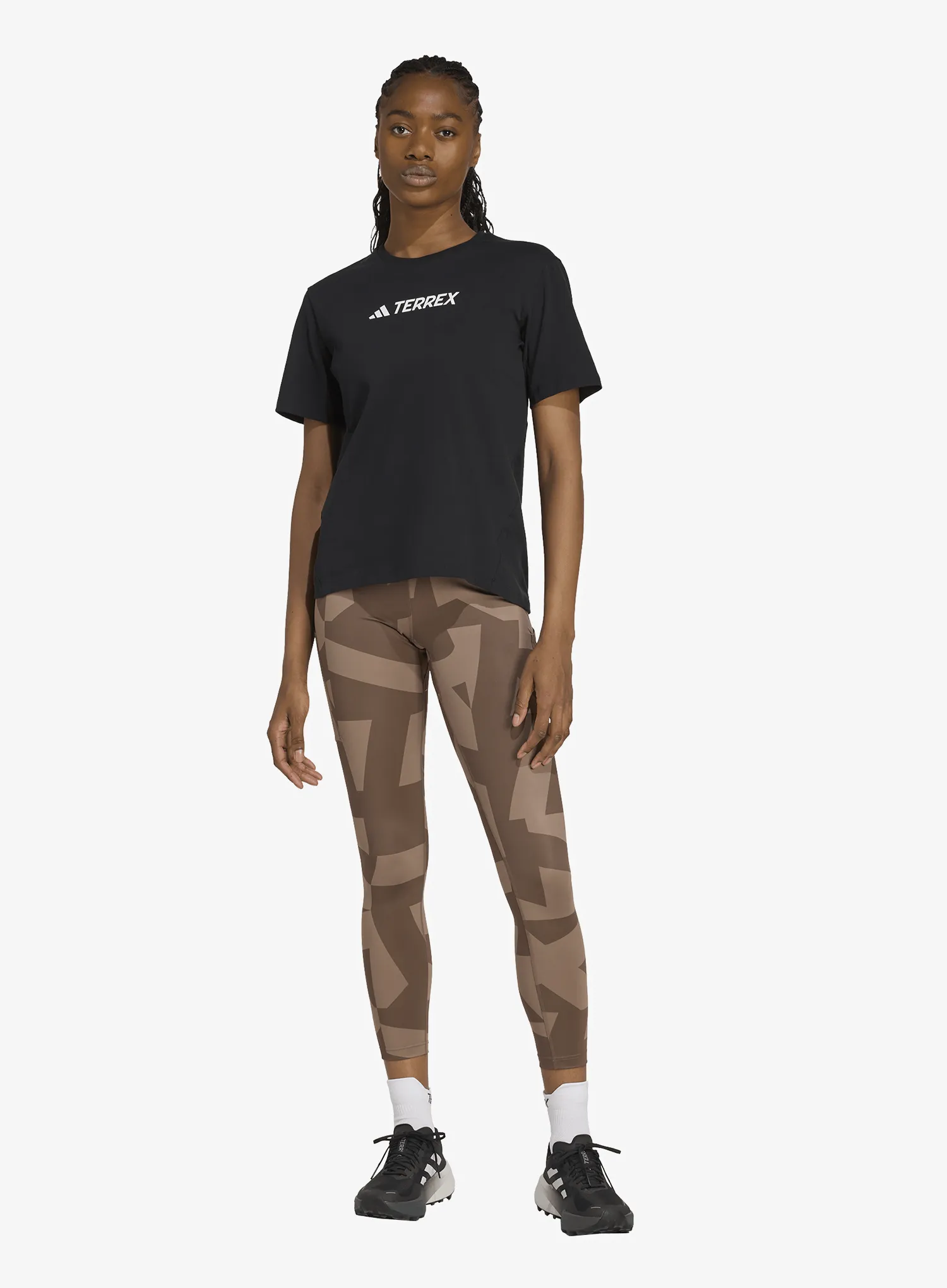Ženske pajkice adidas TERREX Multi Leggings Printed - trace brown/earth strata