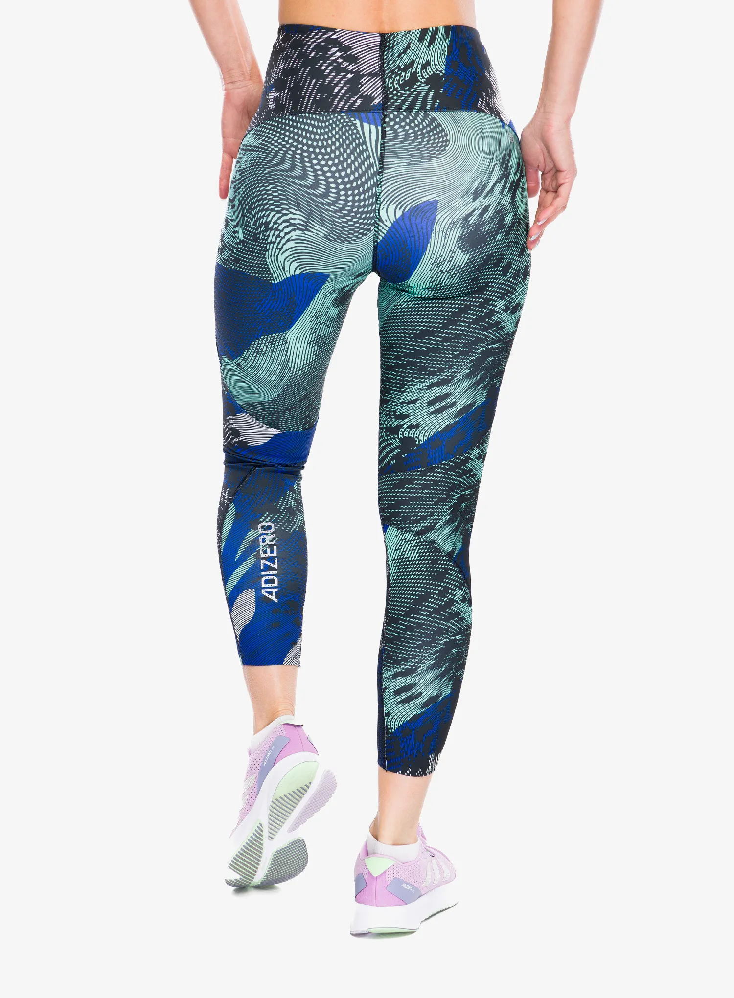 Legginsy damskie do biegania adidas Adizero All Over Print Tights - black/lucid blue