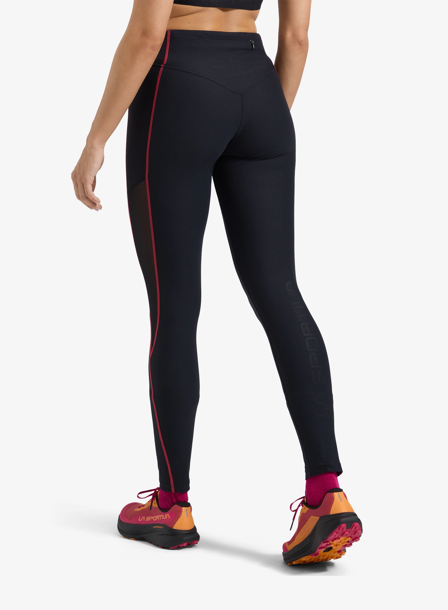 Ženske tekaške pajkice La Sportiva Triumph Tight Pant - black/hibiscus