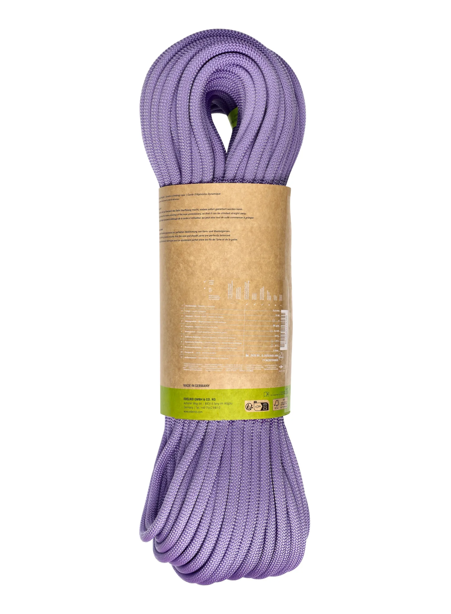 Dinamična vrv Edelrid Neo 100 3R 9,6 mm 70 m - lavender