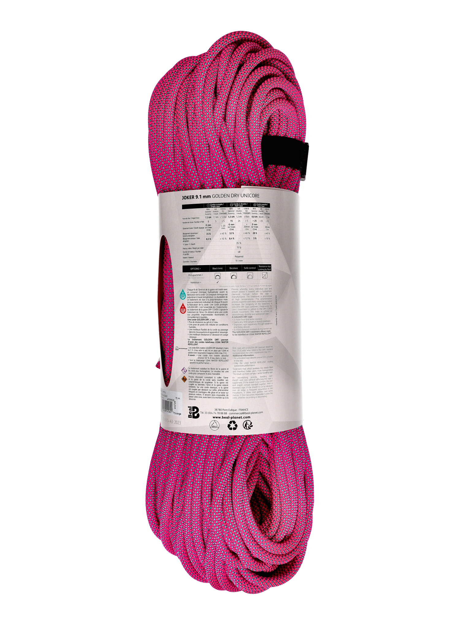 Plezalna vrv Beal Joker Unicore 9,1 mm x 70 m Golden Dry  - orange