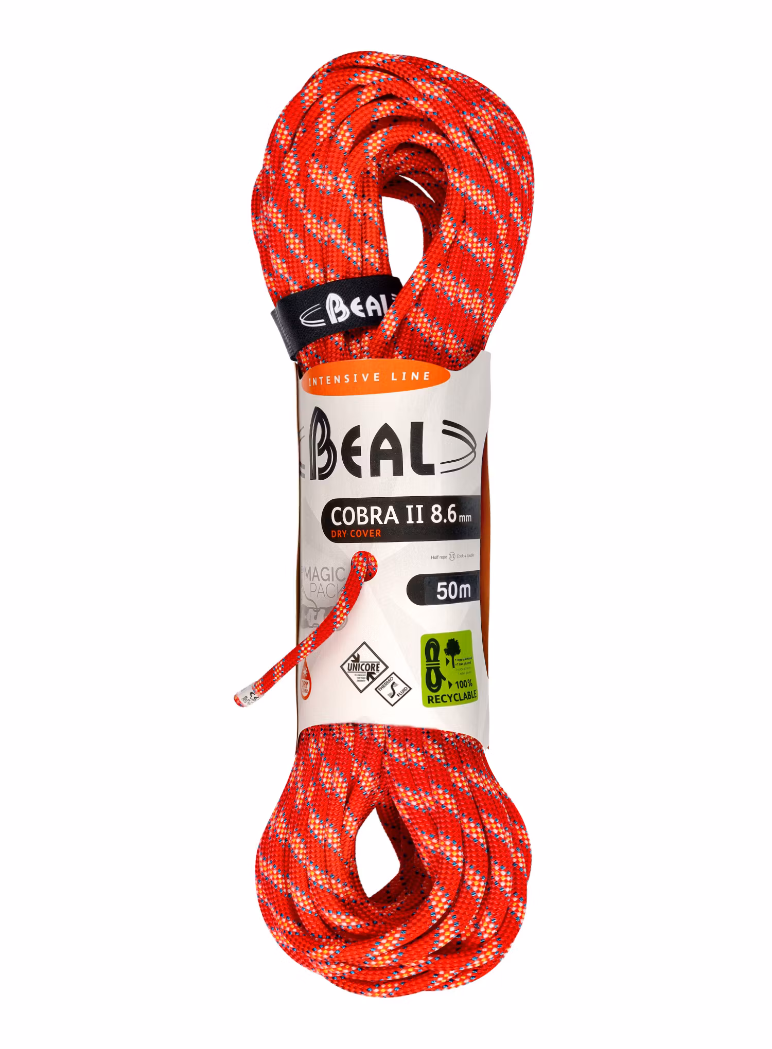 Dinamična vrv Beal Cobra Unicore Dry Cover 8,6 mm 50 m - orange