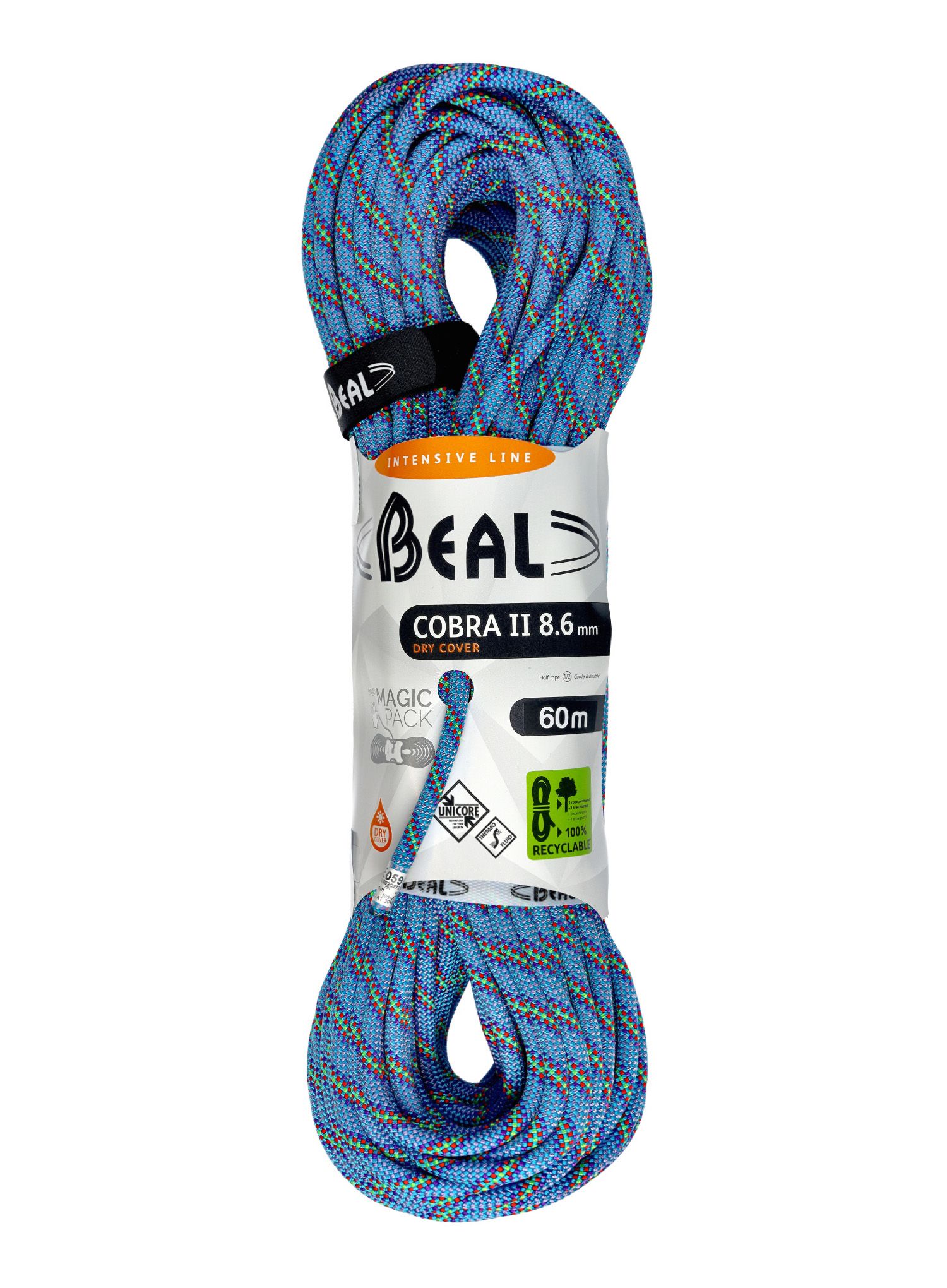Dinamična vrv Beal Cobra Unicore Dry Cover 8,6 mm 60 m - blue