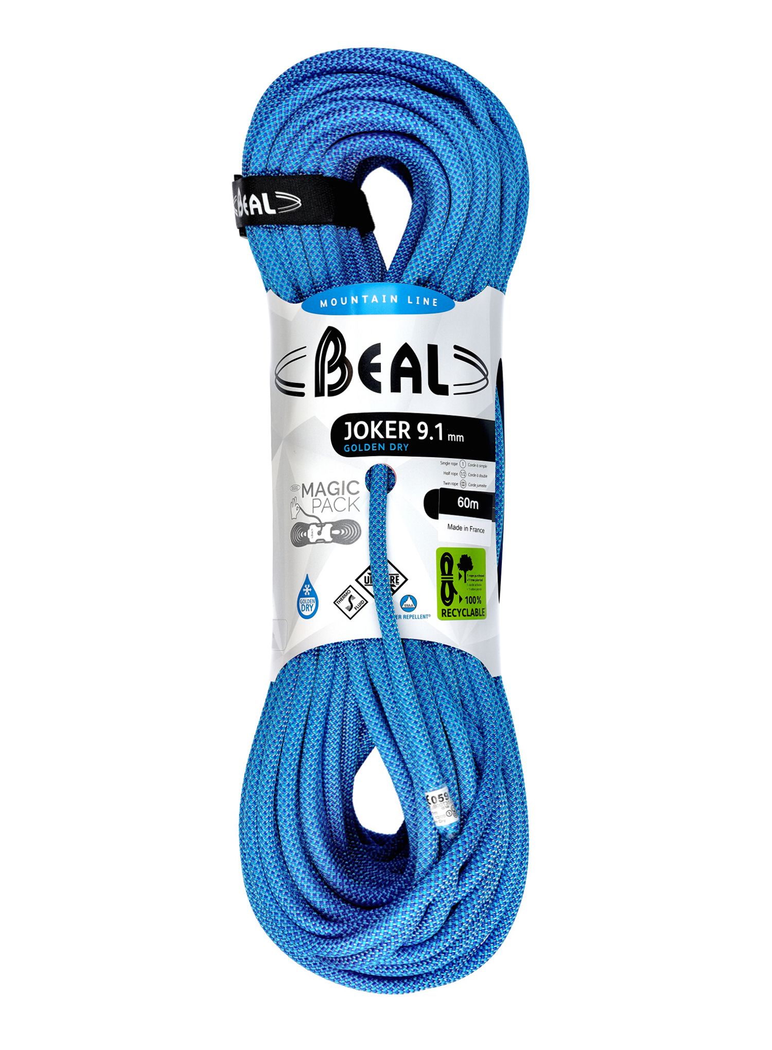 Dinamična vrv Beal Joker 9,1 mm 60 m Unicore Golden Dry - blue