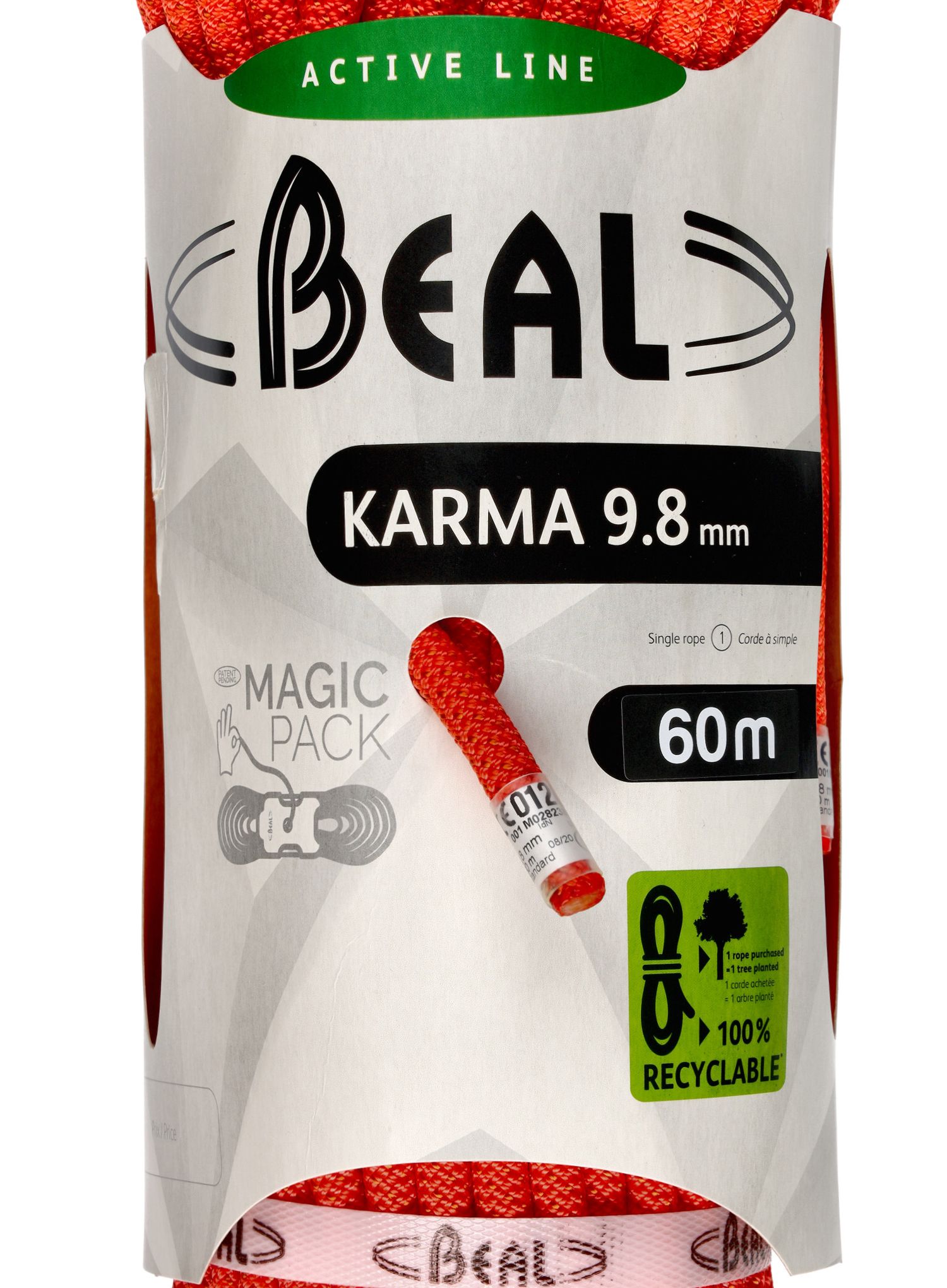 Plezalna vrv Beal Karma 9,8 mm 60 m - solid orange