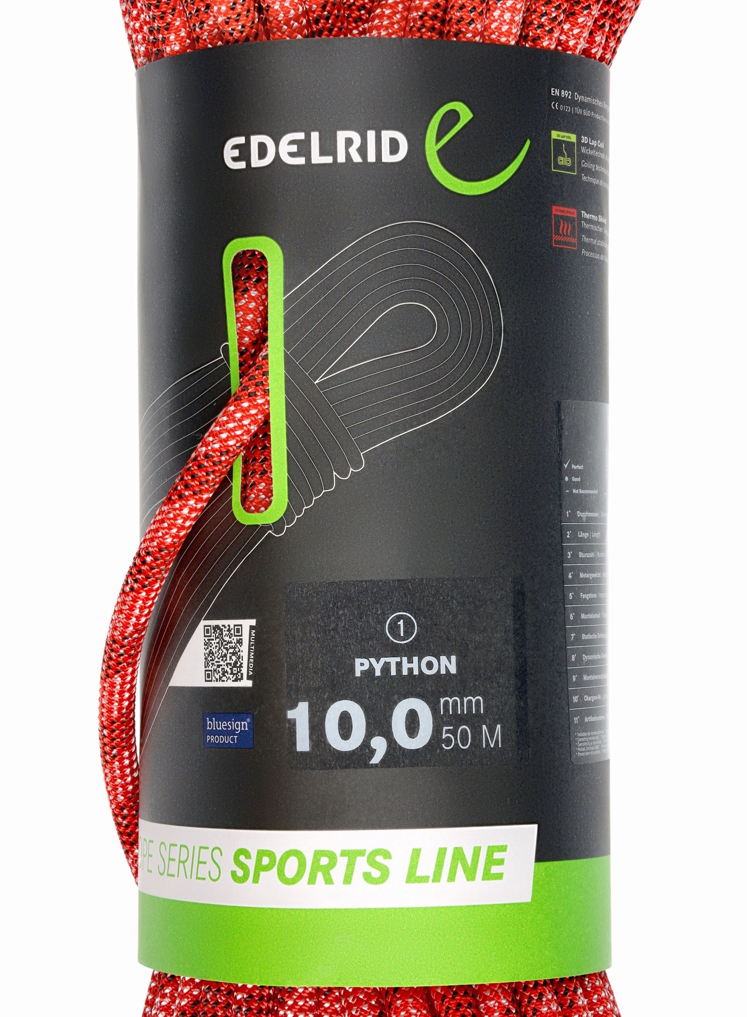 Dinamična vrv Edelrid Python 10 mm 50 m - red