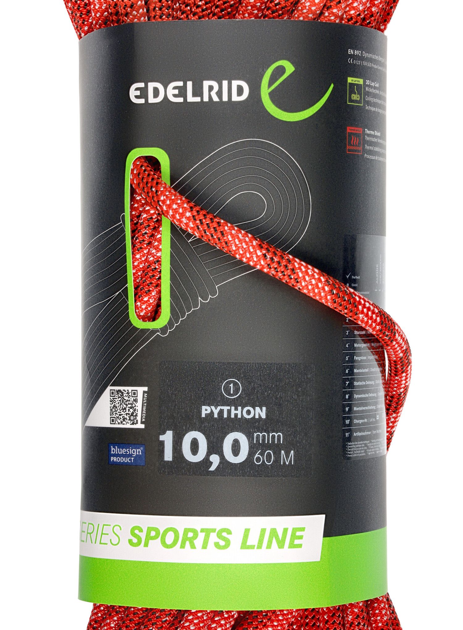Dinamična vrv Edelrid Python 10 mm 60 m - red