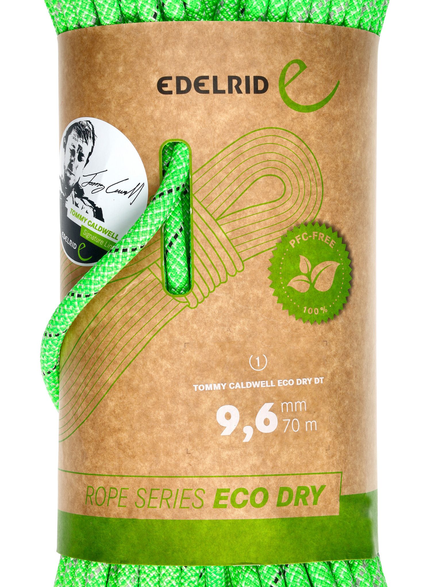 Dinamična vrv Edelrid Tommy Caldwell Eco Dry DT 9,6 mm 70 m - neon green