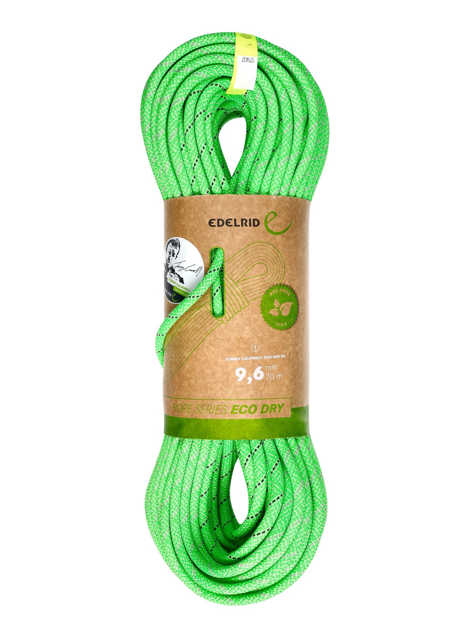 Dinamična vrv Edelrid Tommy Caldwell Eco Dry DT 9,6 mm 70 m - neon green