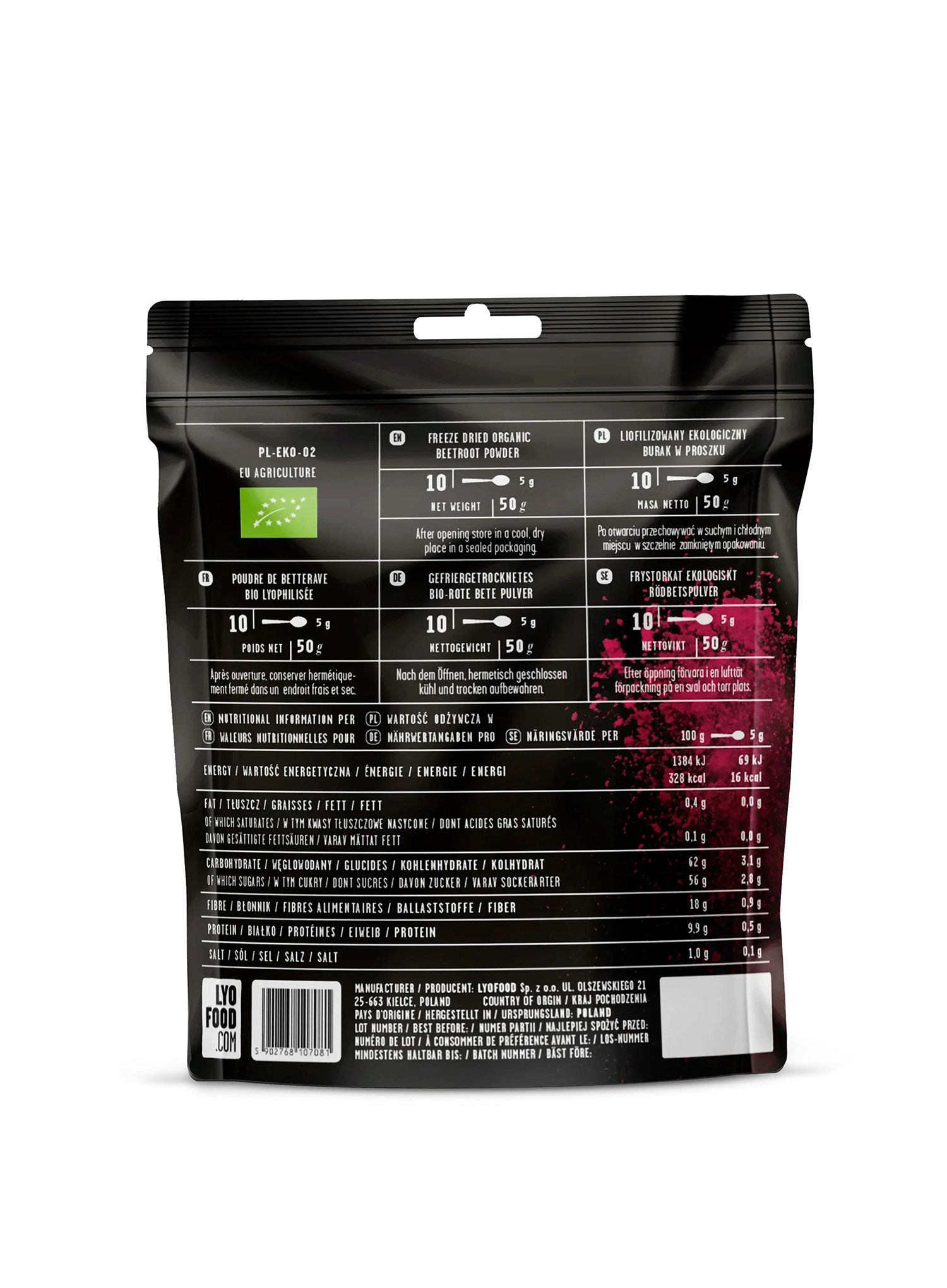 Liofilizat LYOFOOD Ekološki črni ribez v prahu 50 g