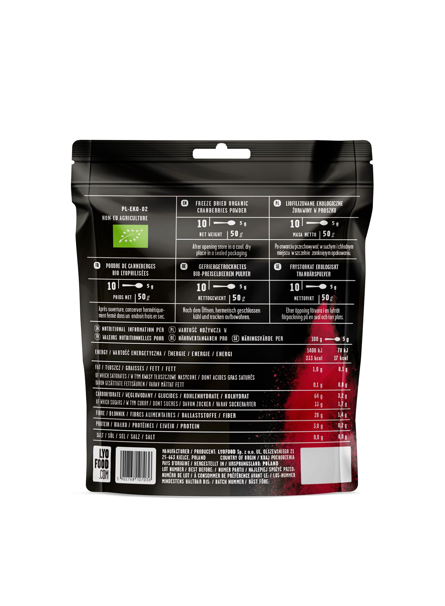 Liofilizat LYOFOOD Organska brusnica v prahu 50 g