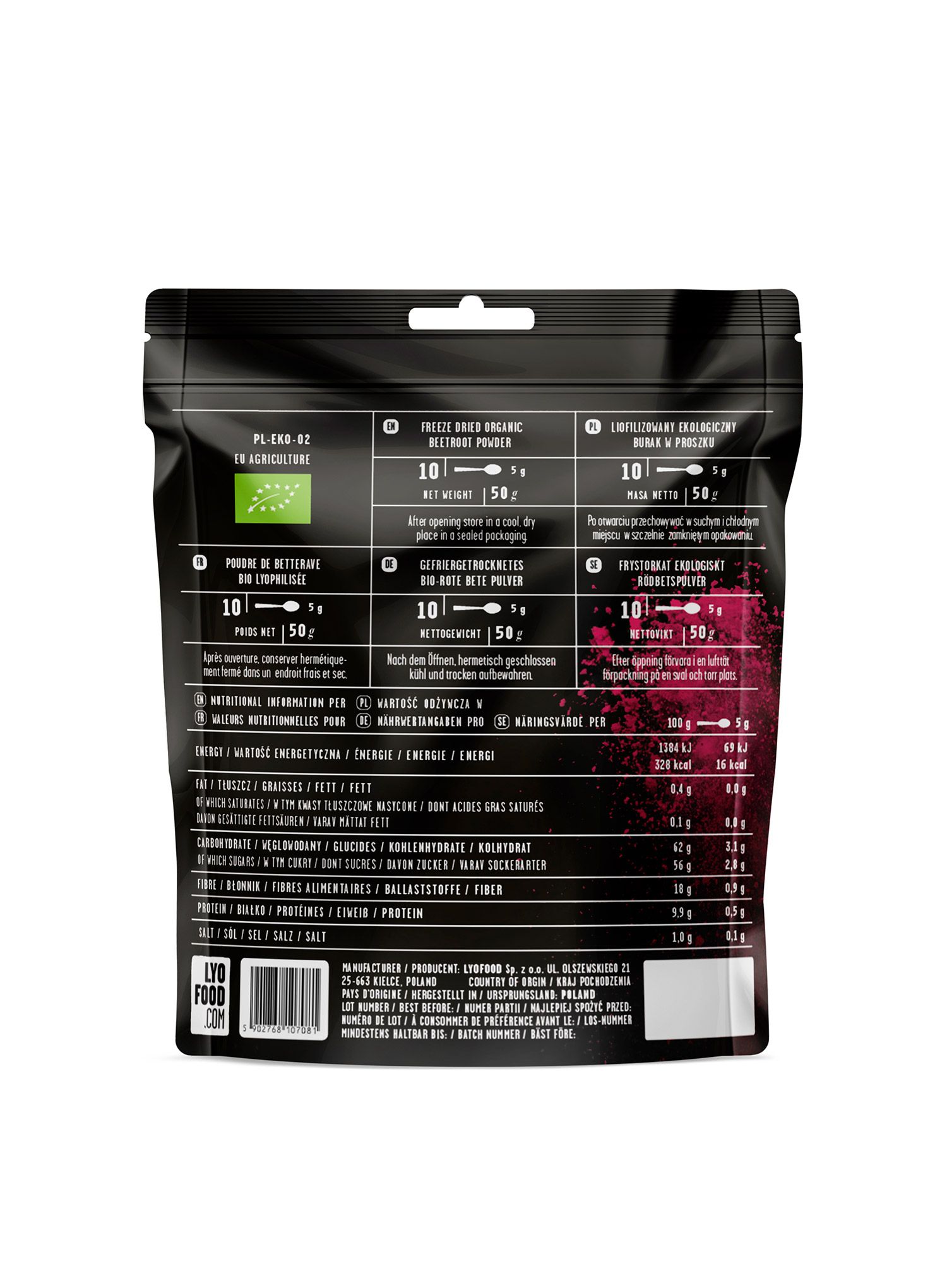 Liofilizat LYOFOOD Organska rdeča pesa v prahu 50 g