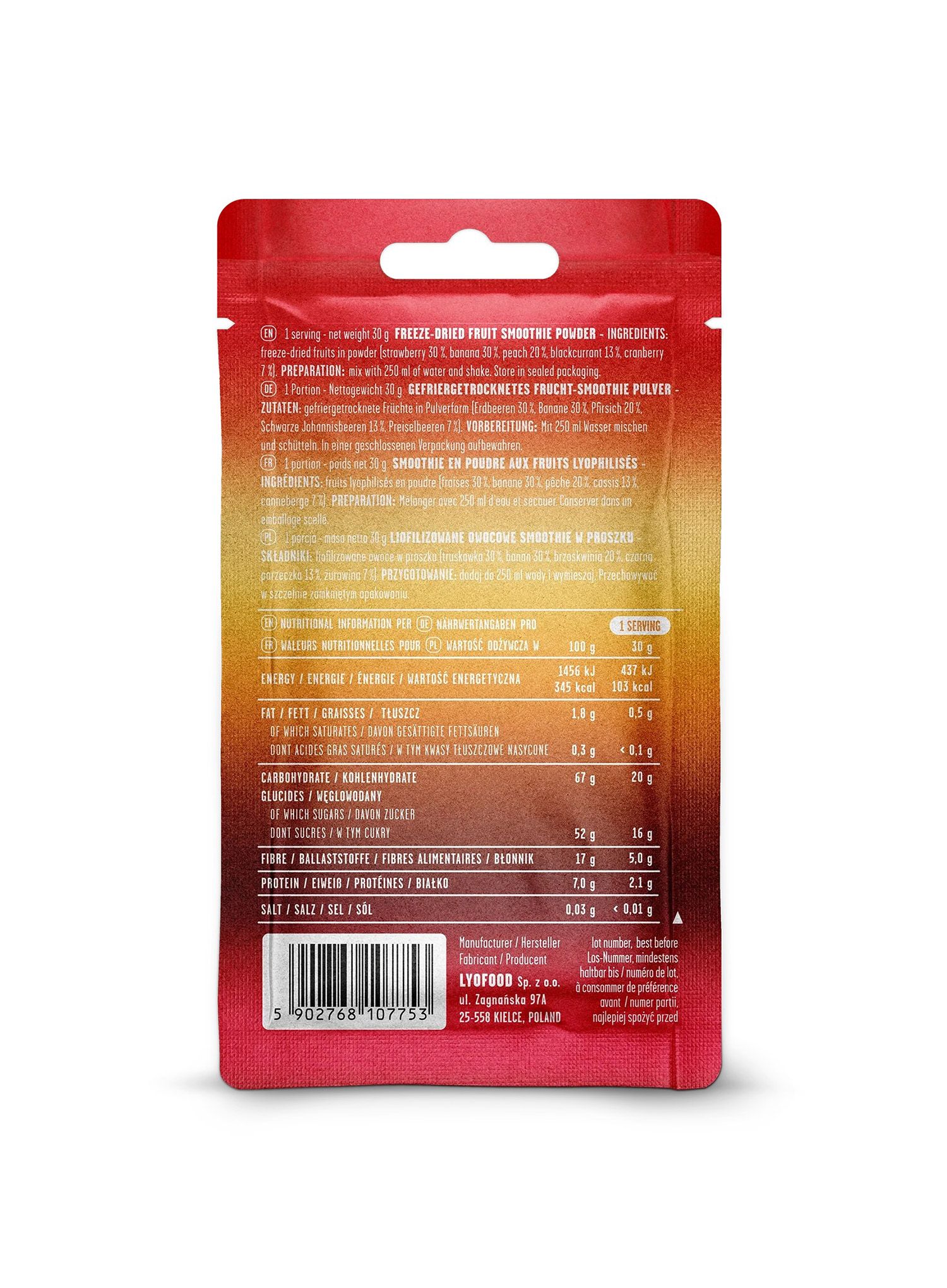 Liofilizat LYOFOOD Red Smoothie 280 ml