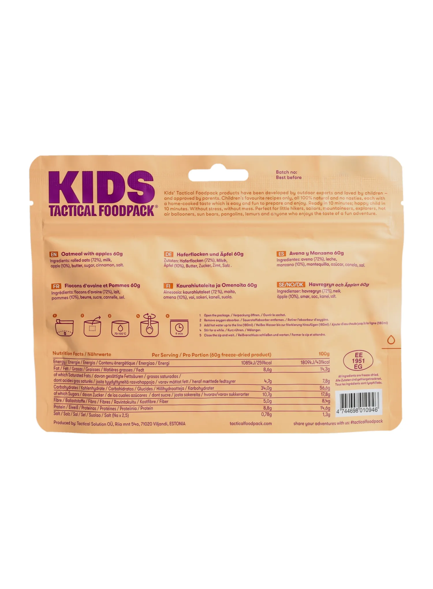 Liofilizat Tactical FoodPack Kids Ovsena kaša z jabolki 200 g